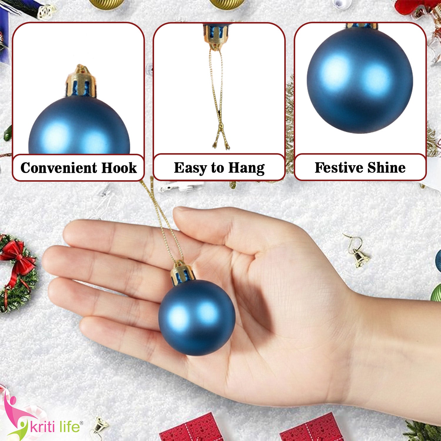 Multi-Colour Christmas Tree Hanging Balls – Pack of 24 | Glossy Festive Ornaments