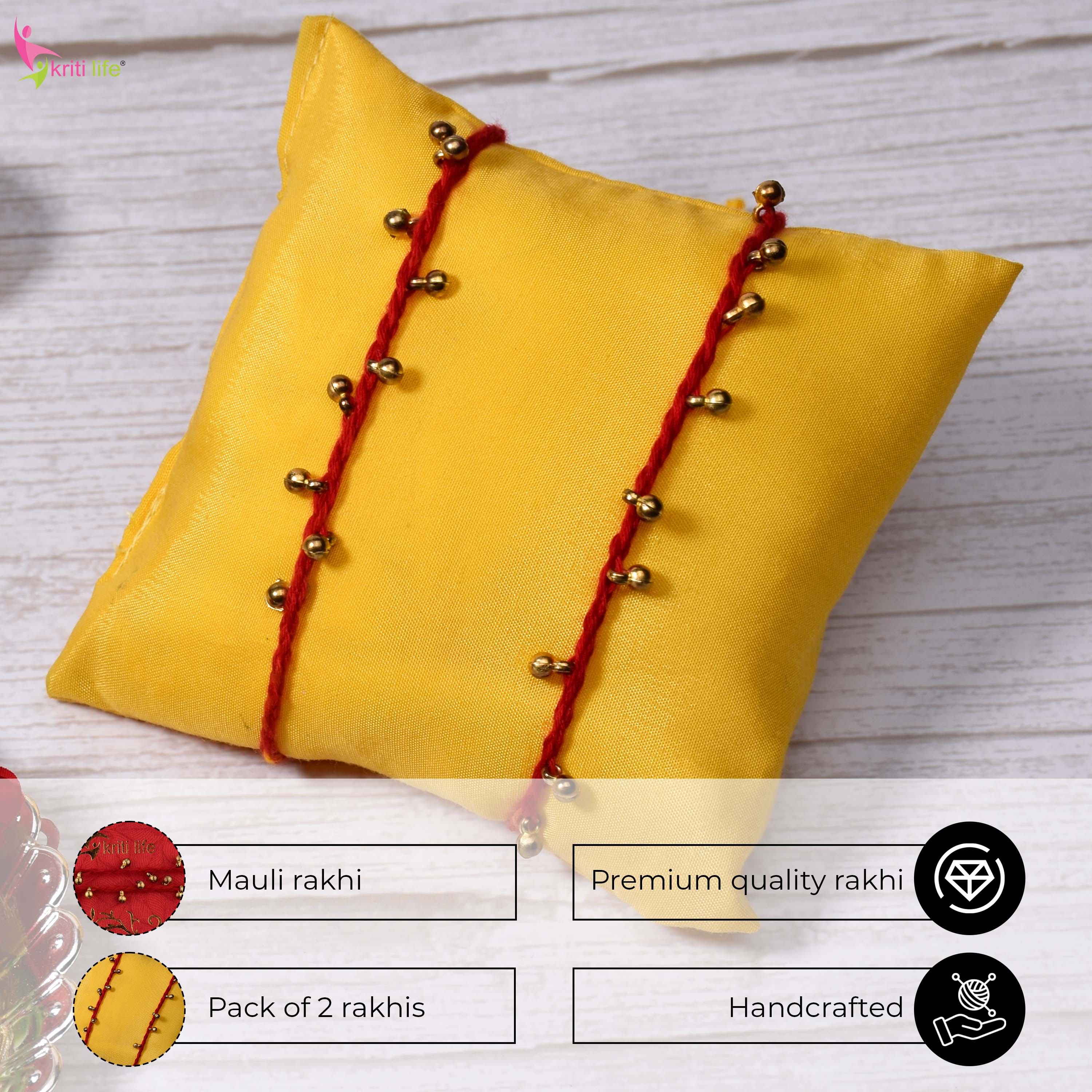 Handmade Ghungroo Mouli Rakhi Set of 2