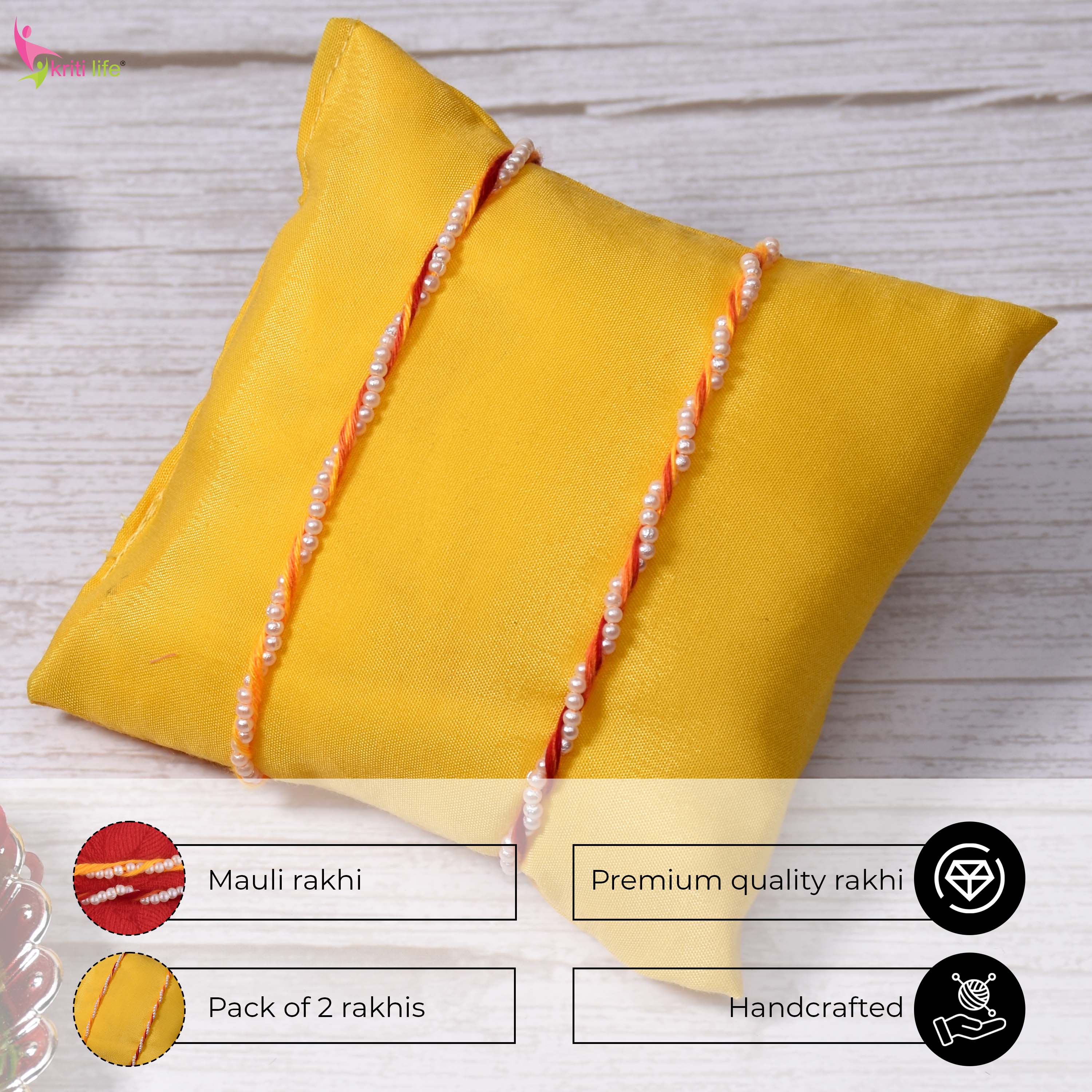 Pearl Beads Mouli Rakhi Set of 2