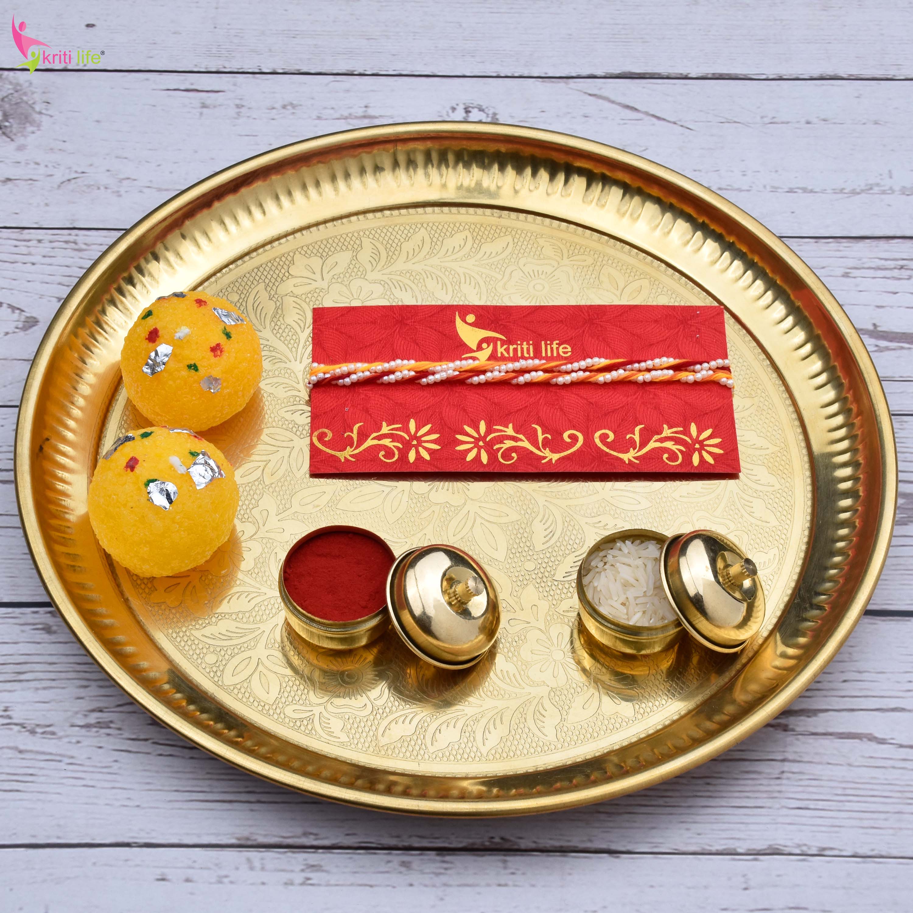 Pearl Beads Mouli Rakhi Set of 2