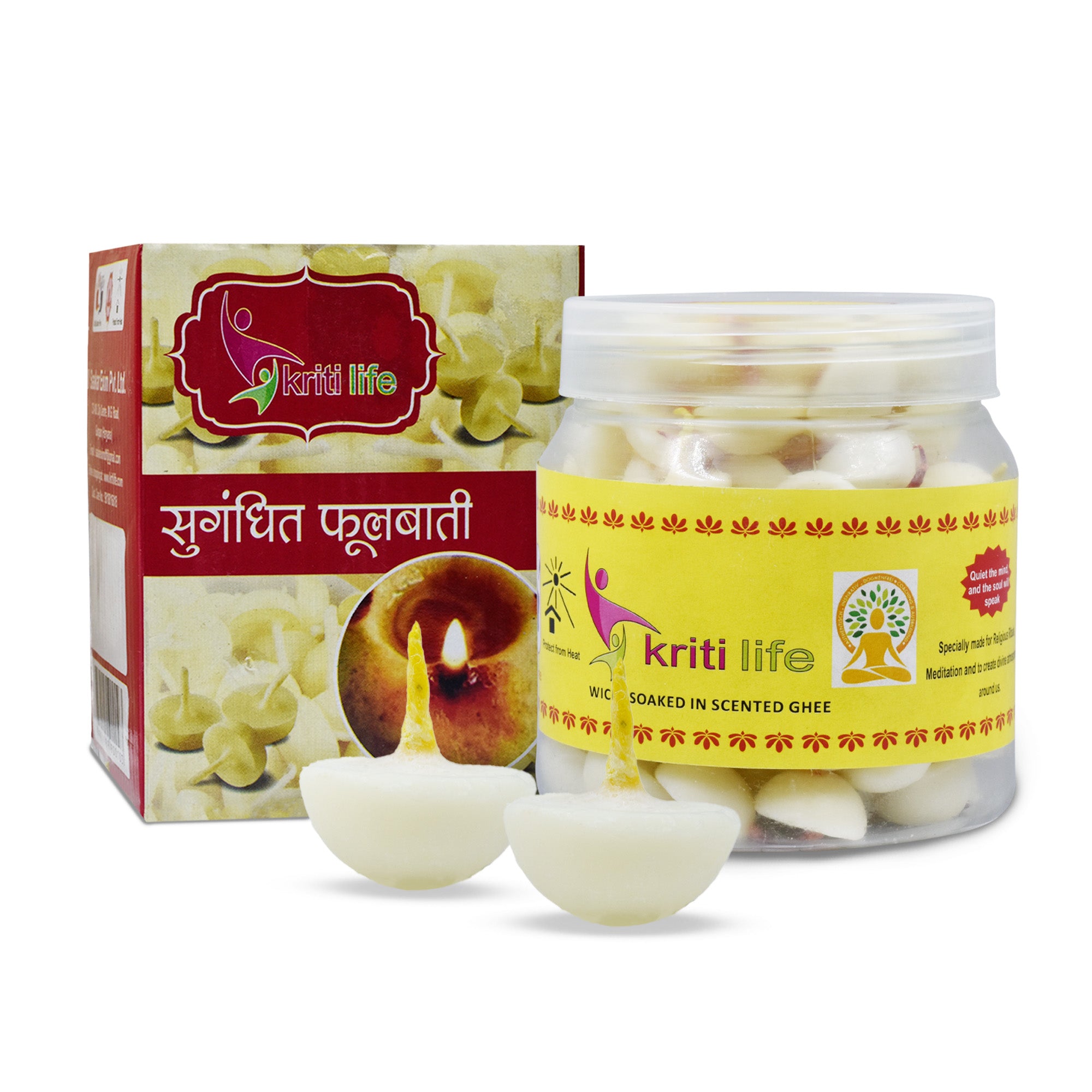 Kriti Life Scented Ghee Jyot Batti 100 Pcs for Puja Rituals