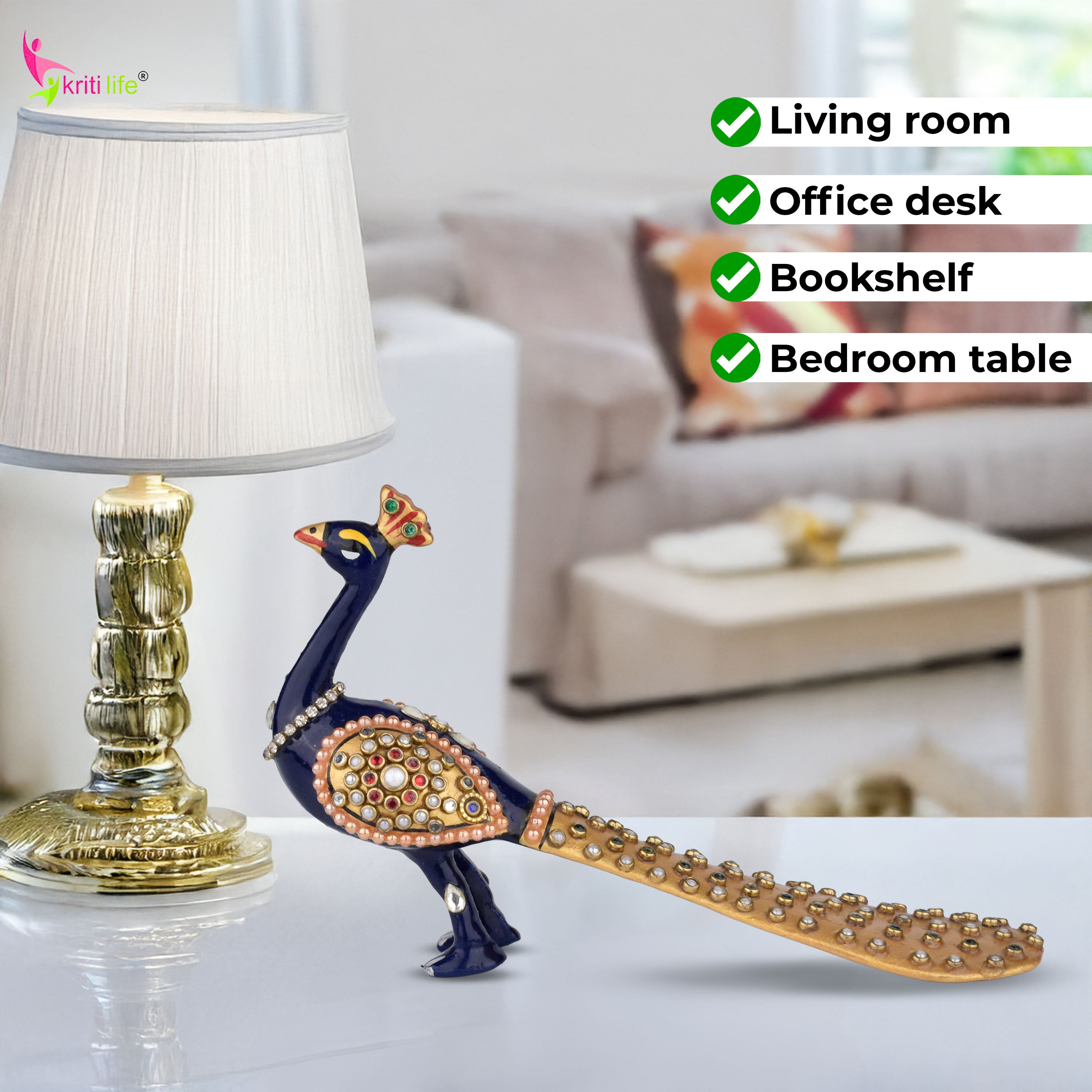 Handcrafted Aluminium Peacock Showpiece | Ethnic Decor Accent | 6 inches