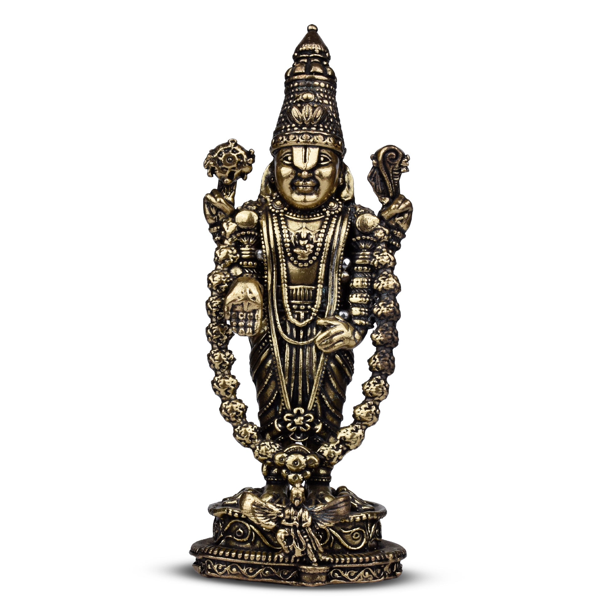 Brass Lord Venkateswara Idol – Handcrafted Balaji Statue 4 inches for Home Temple & Wealth Blessings