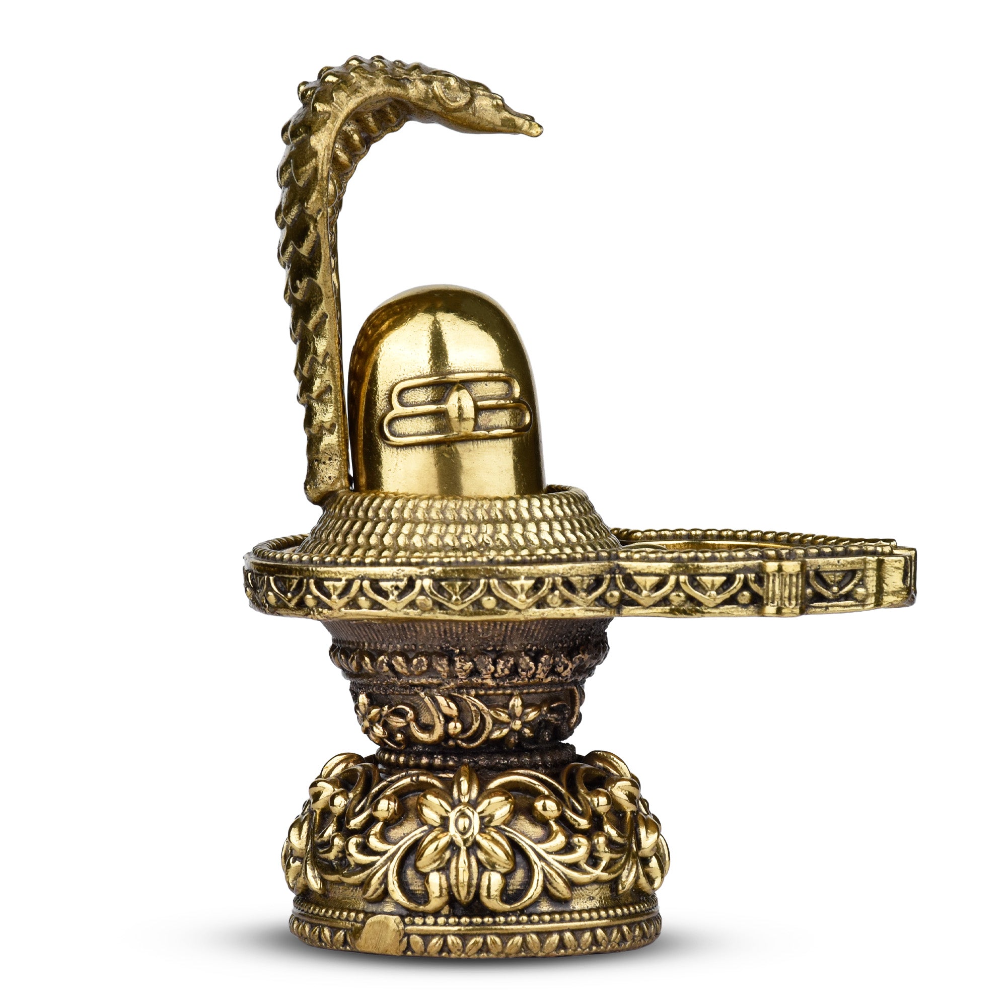 Brass Shivling Idol with Nagraj Vasuki | 3 inches | – Sacred Decor for Meditation & Devotion