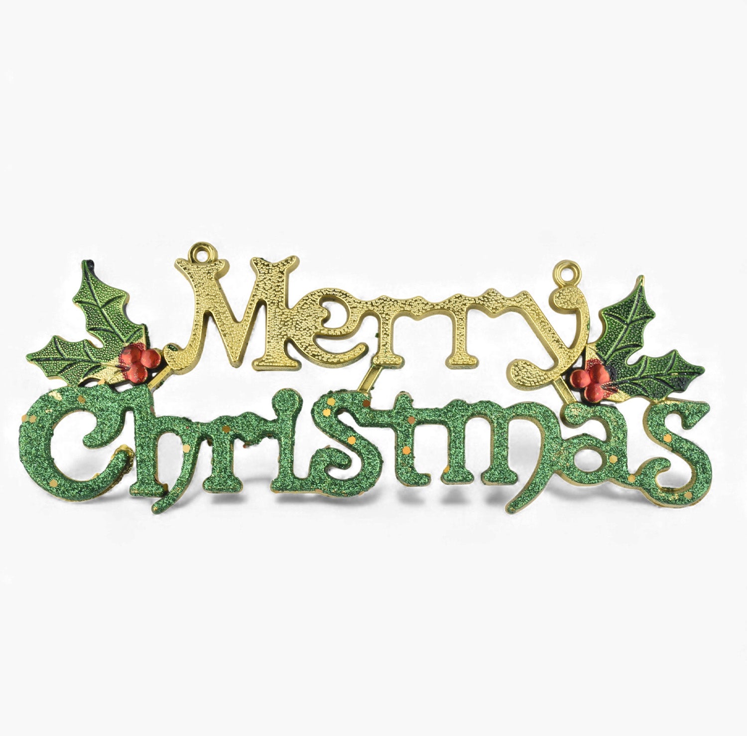 Merry Christmas Hanging Decor – Golden & Festive Wall/Tree Decoration