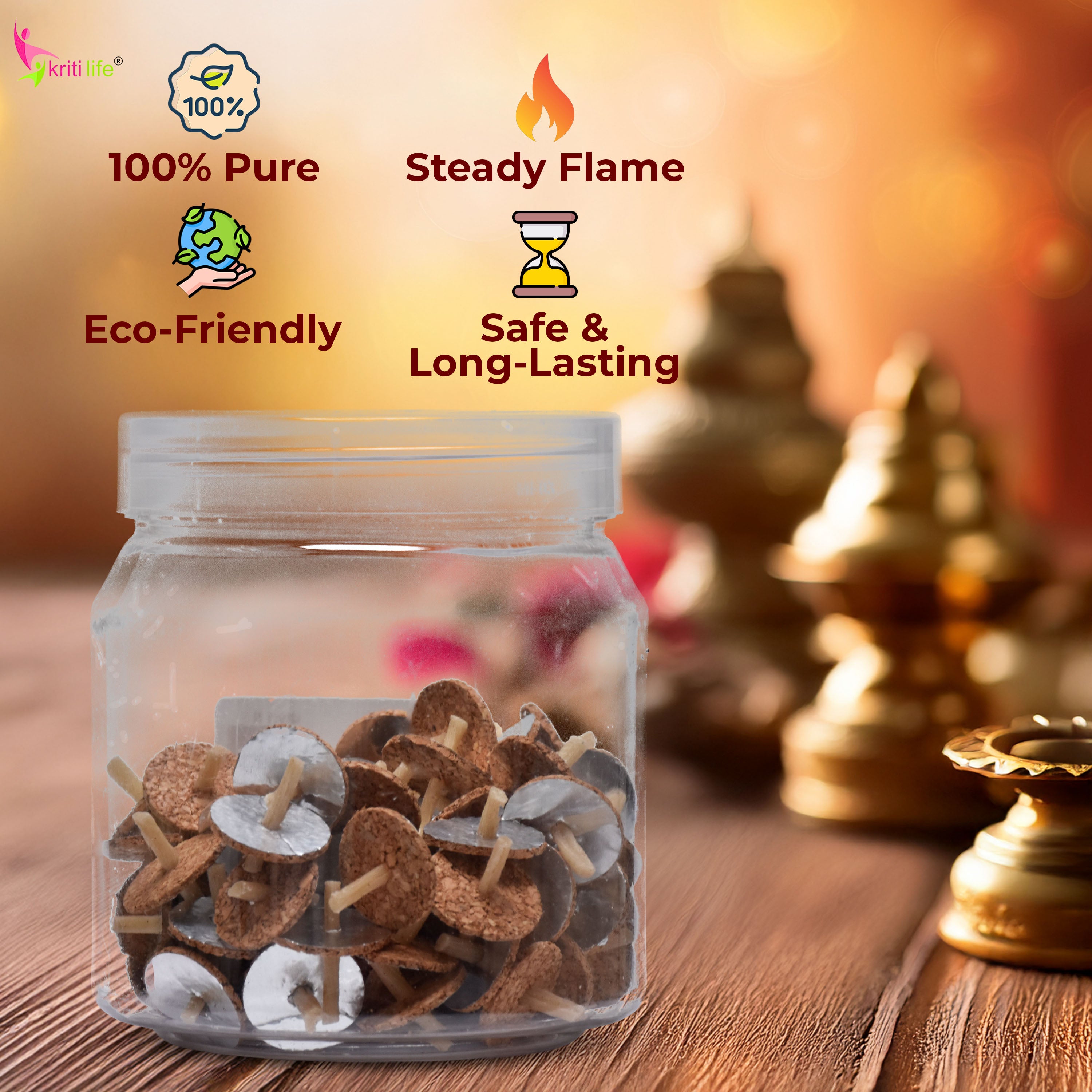 Floating Wicks for Diya & Pooja – 100 pcs | Clean, Steady & Easy to Use