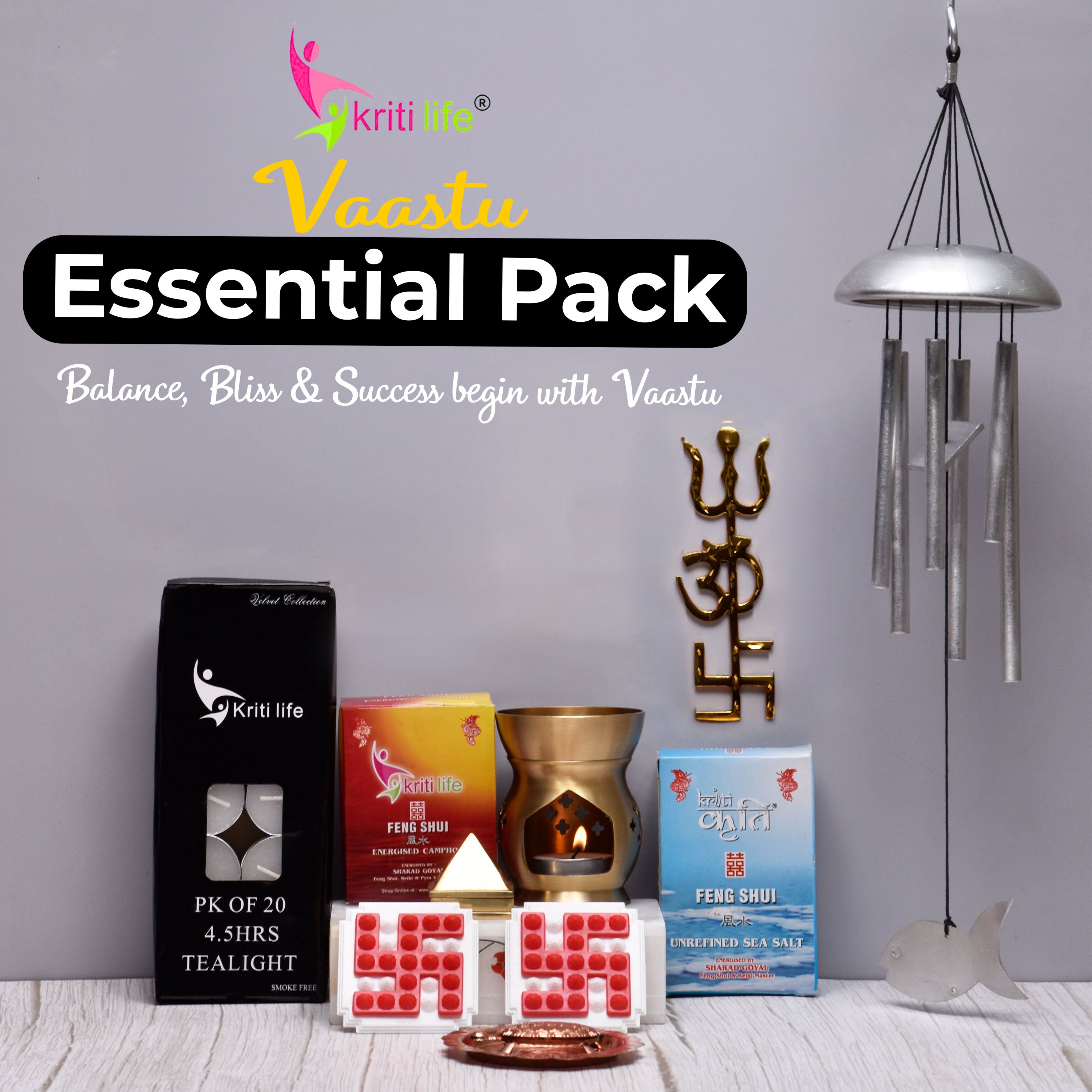 Kriti Life Vaastu Essential Pack | Complete Feng Shui Vastu Kit for Energy Correction &amp; Positivity
