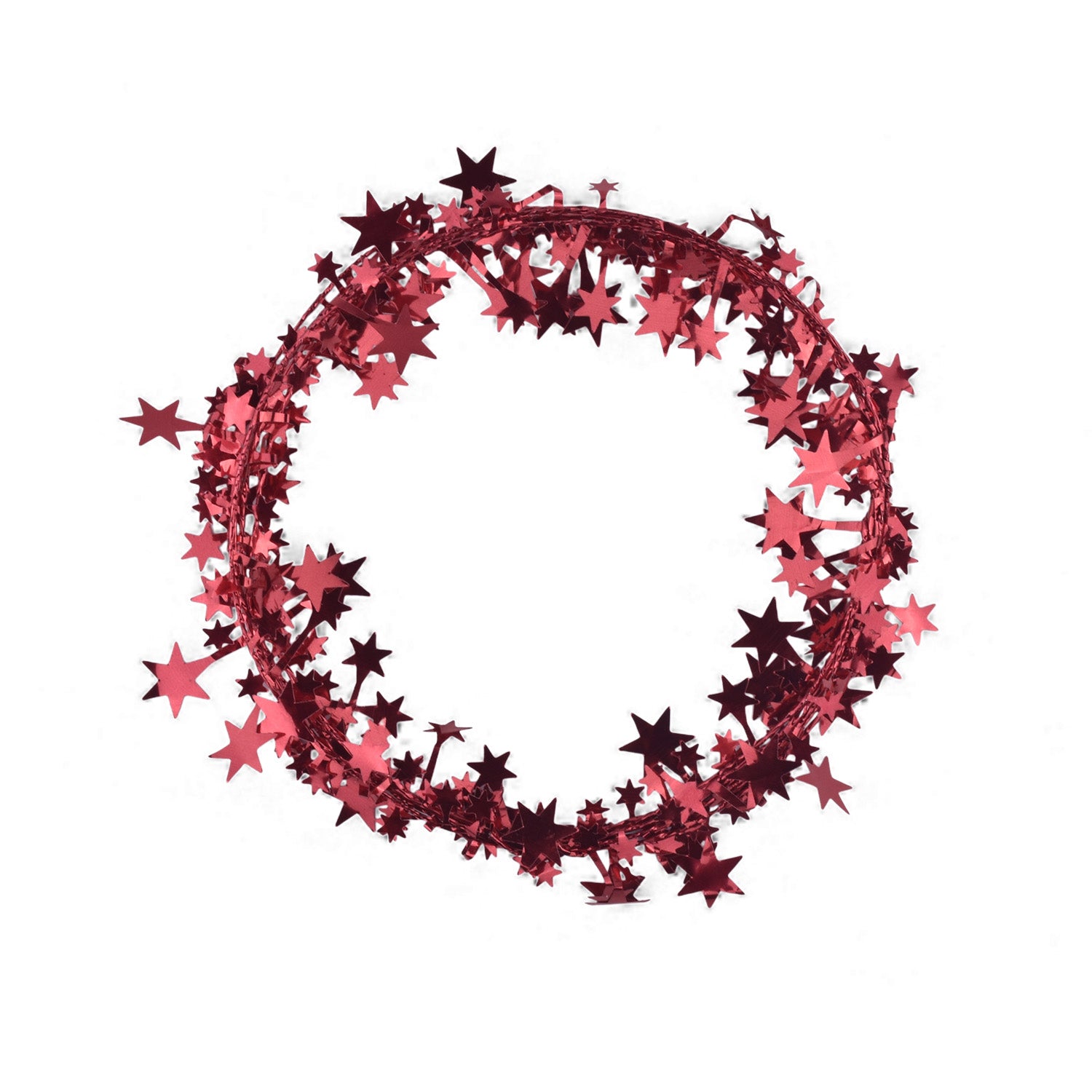 Metallic Star Garland for Christmas Tree & Home Décor – Red / Silver