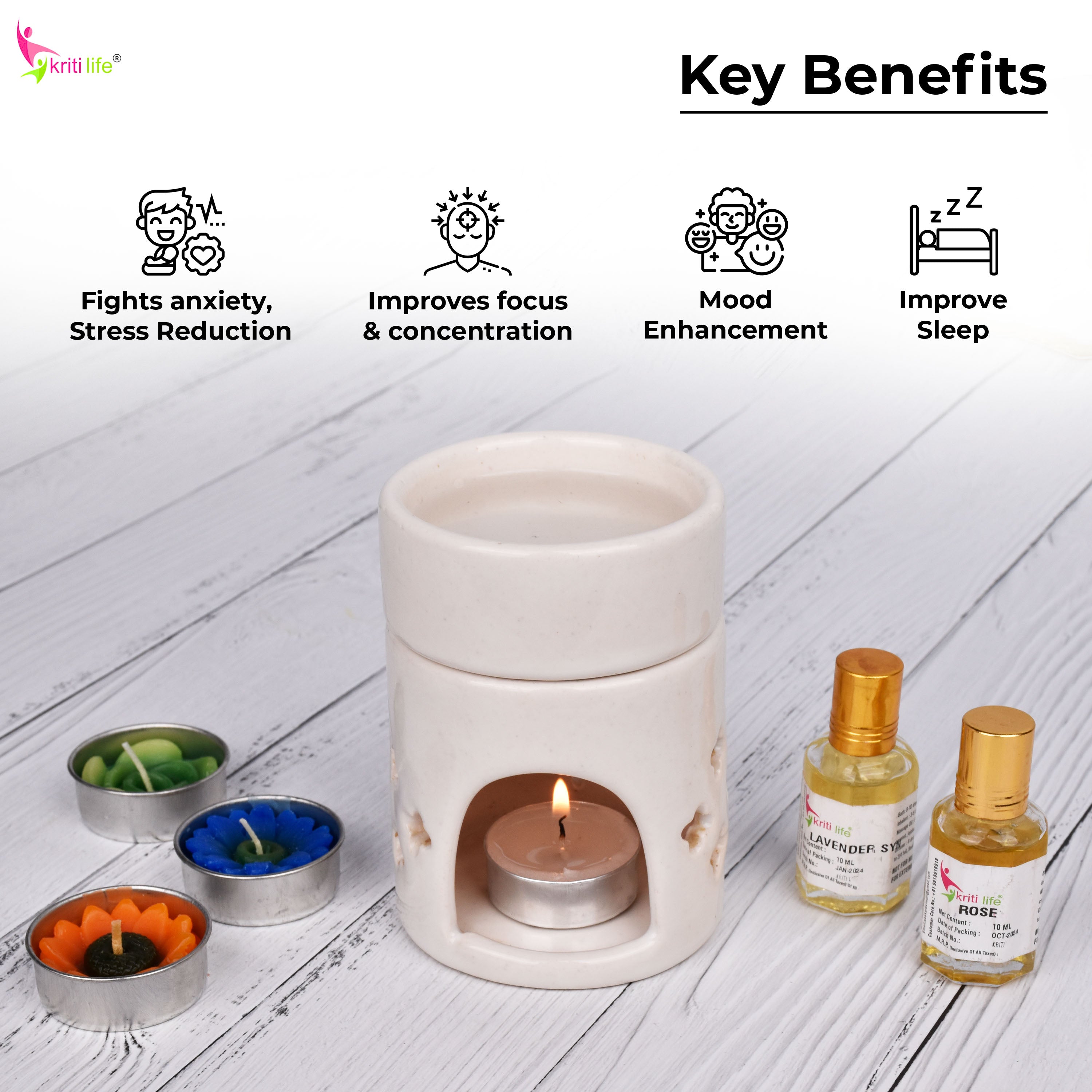 White Ceramic Aroma Oil Burner | Elegant Round Top Diffuser for Meditation, Yoga & Aromatherapy- 4  inches