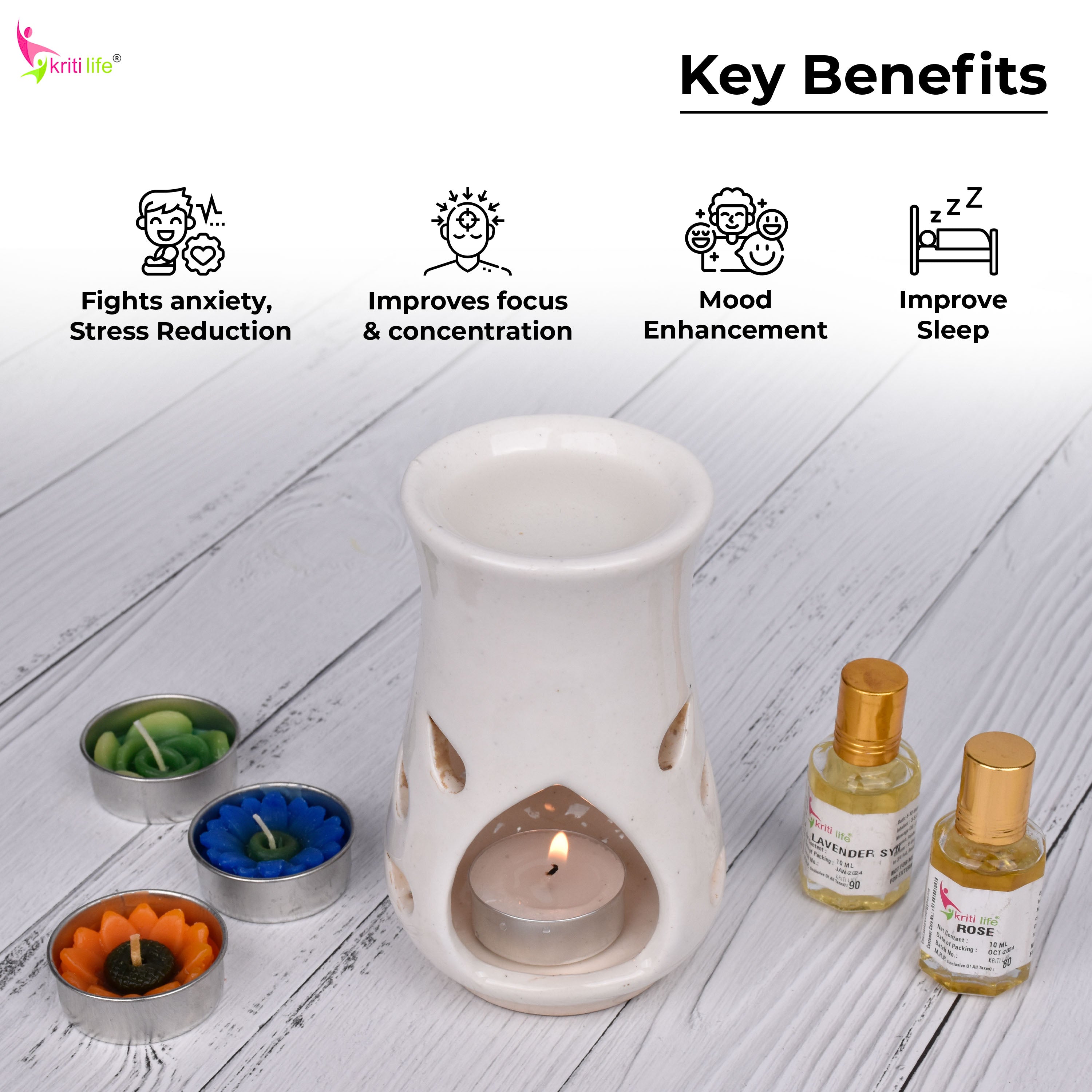 White Ceramic Aroma Oil Burner | Elegant Fragrance Diffuser with Tealight Holder- 5 inches