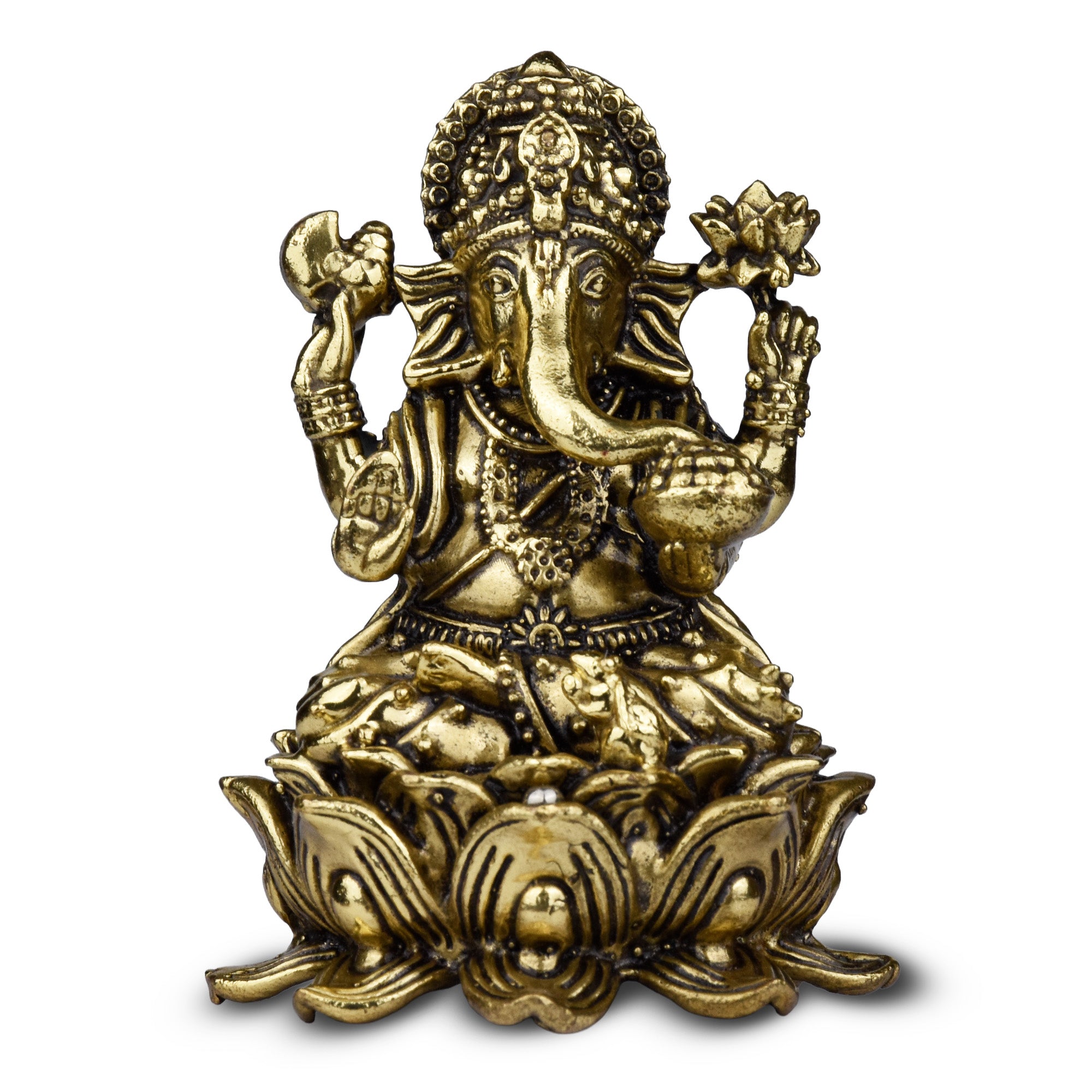 Brass Lord Ganesha Idol – Remover of Obstacles Statue 2.5 inches for Home Temple & Decor  (Small size)