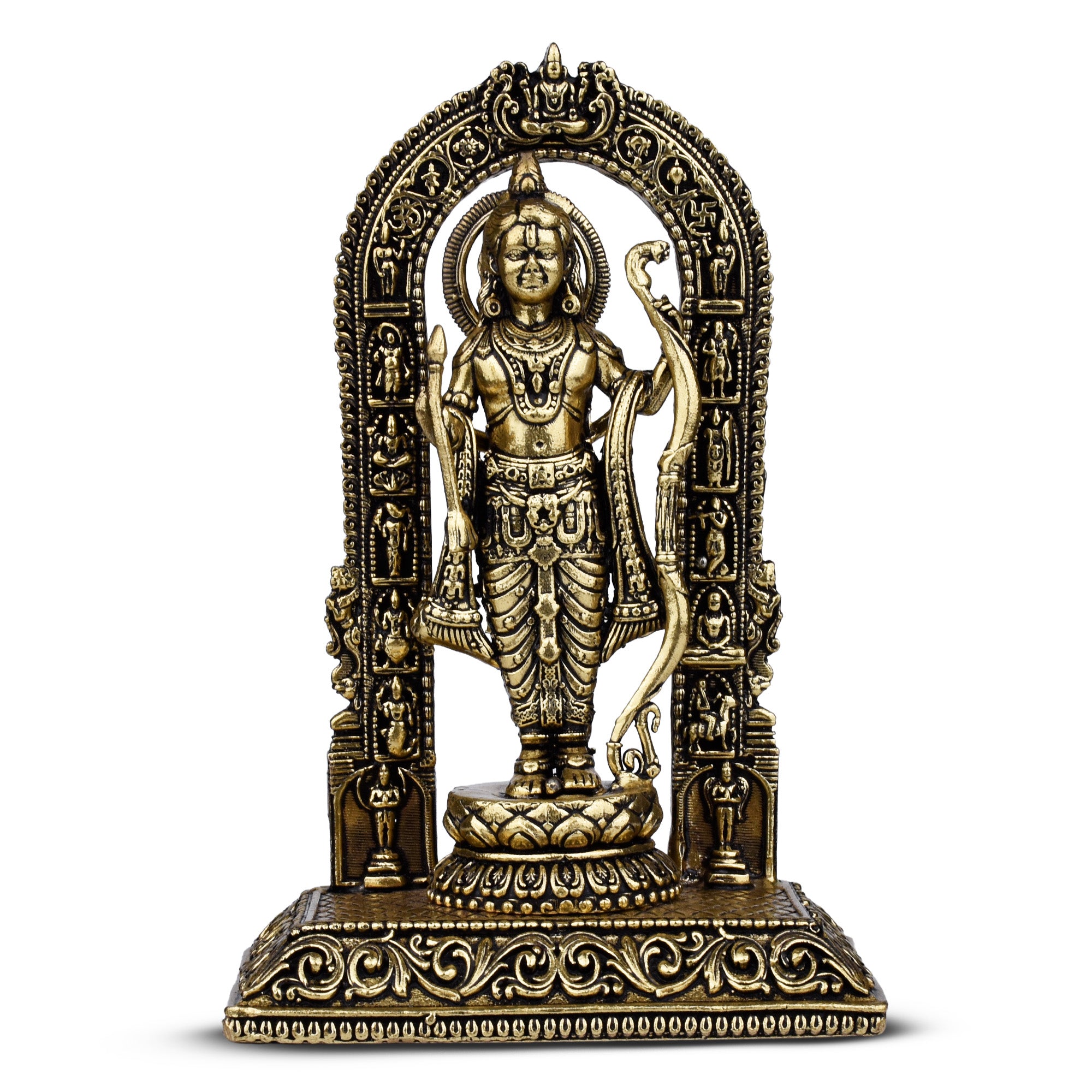 Brass Ram Lalla Idol – |  5 inches | Handcrafted Hindu God Statue for Home Temple & Decor