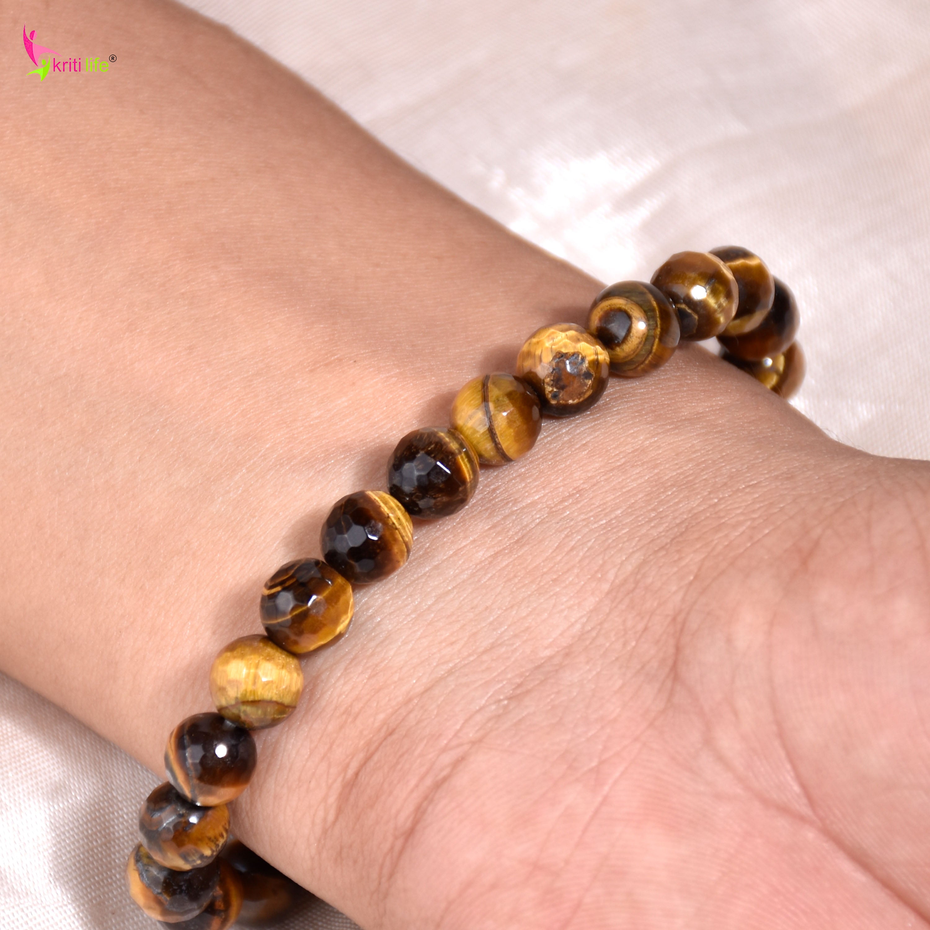 Natural Tiger Eye Crystal Stone Bracelet 8mm – Confidence, Focus & Protection