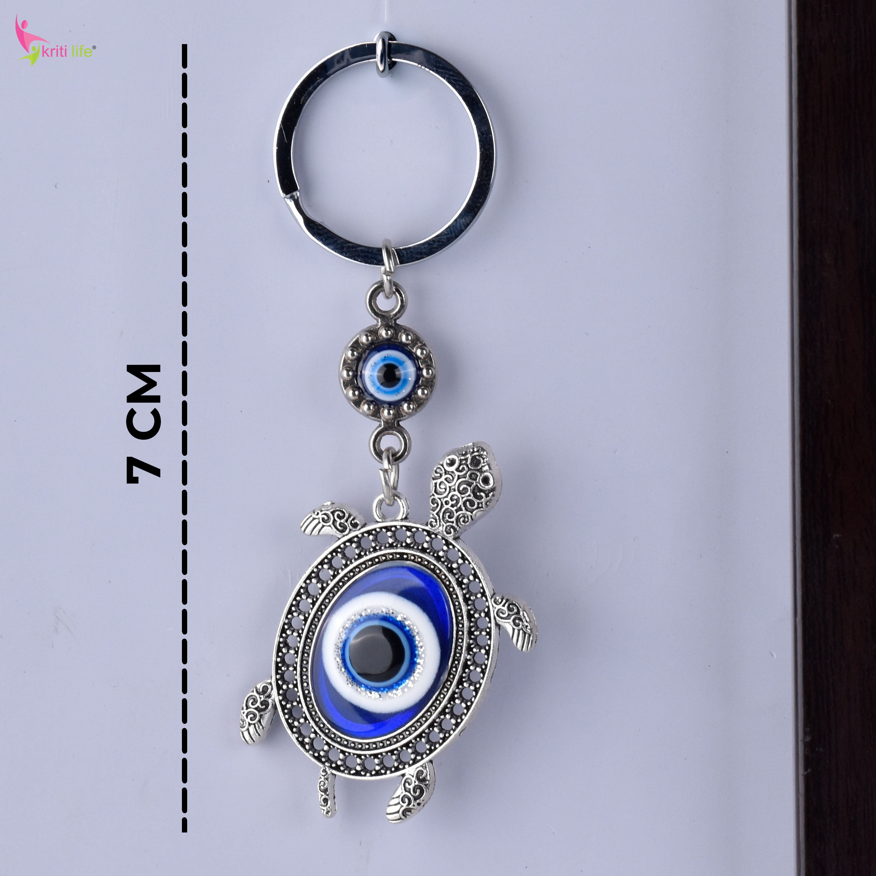Turtle Evil Eye Keychain | Nazar Suraksha with Turtle Symbol for Calm & Protection-7 cm Hight