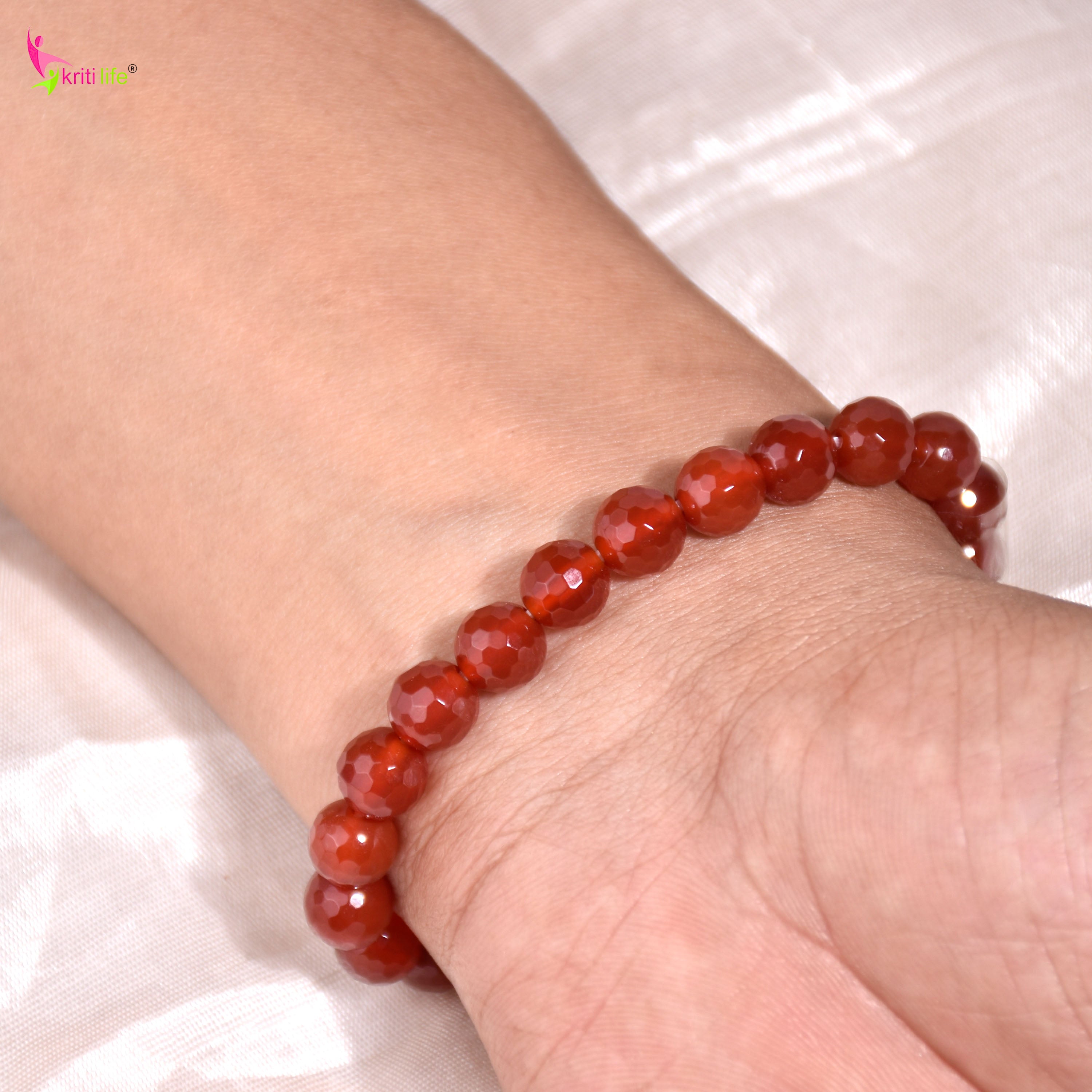 Natural Carnelian Crystal Stone Bracelet for Career Growth & Vitality-8mm