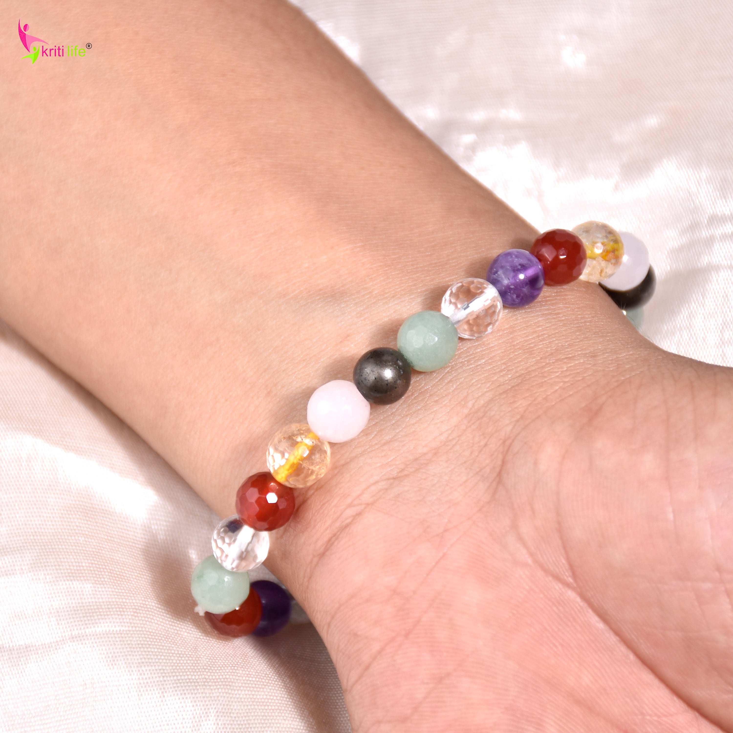 Natural 7 Chakra Healing Stone Crystal Bracelet |  attract positive energy
