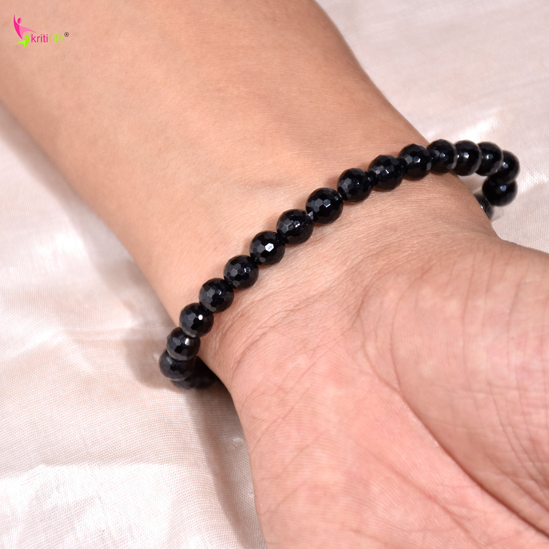 Natural Black Tourmaline Crystal Stone Bracelet 7mm