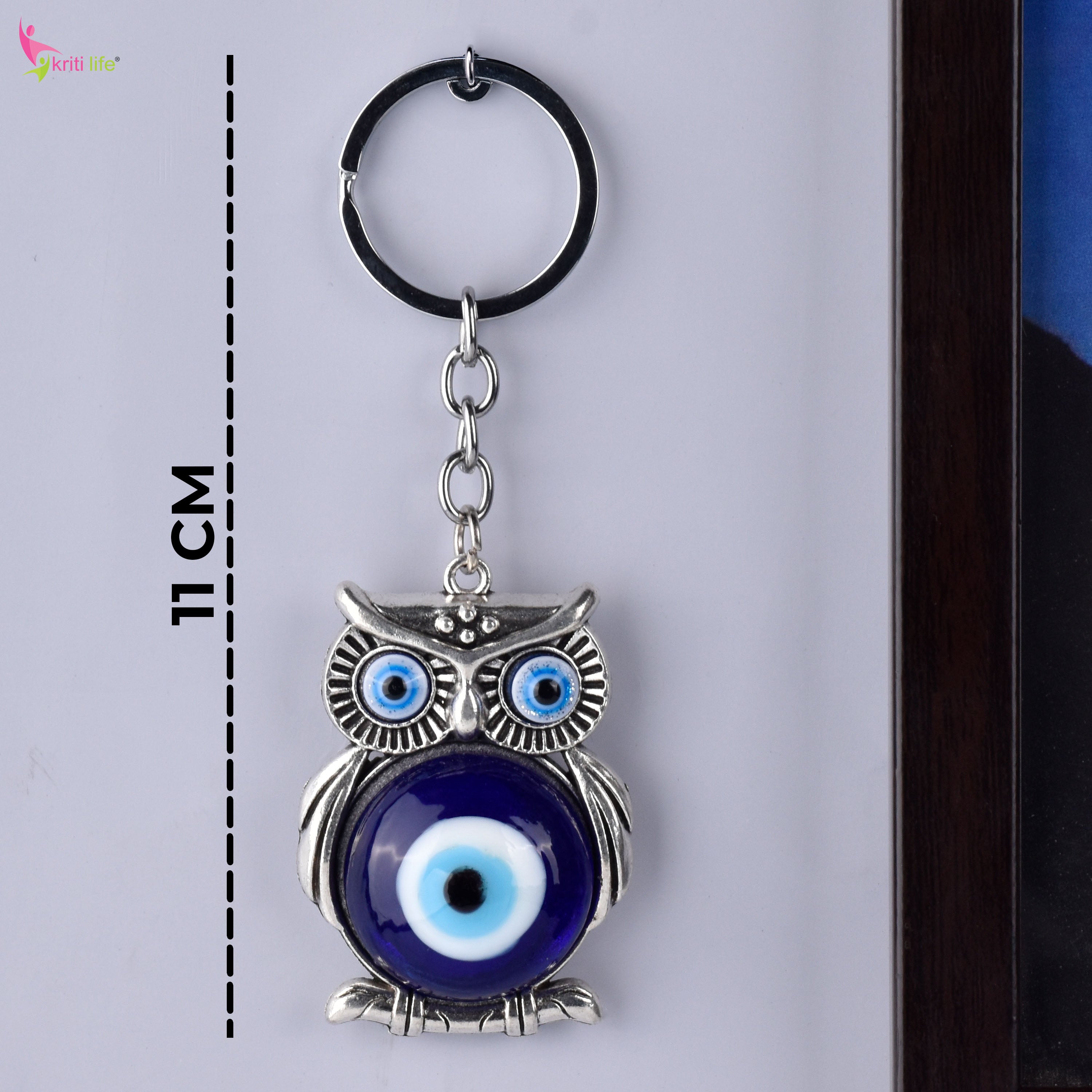 Owl Evil Eye Keychain | Wise Protection Charm with Nazar Bead for Positivity & Awareness-11 cm Hight (5061863)