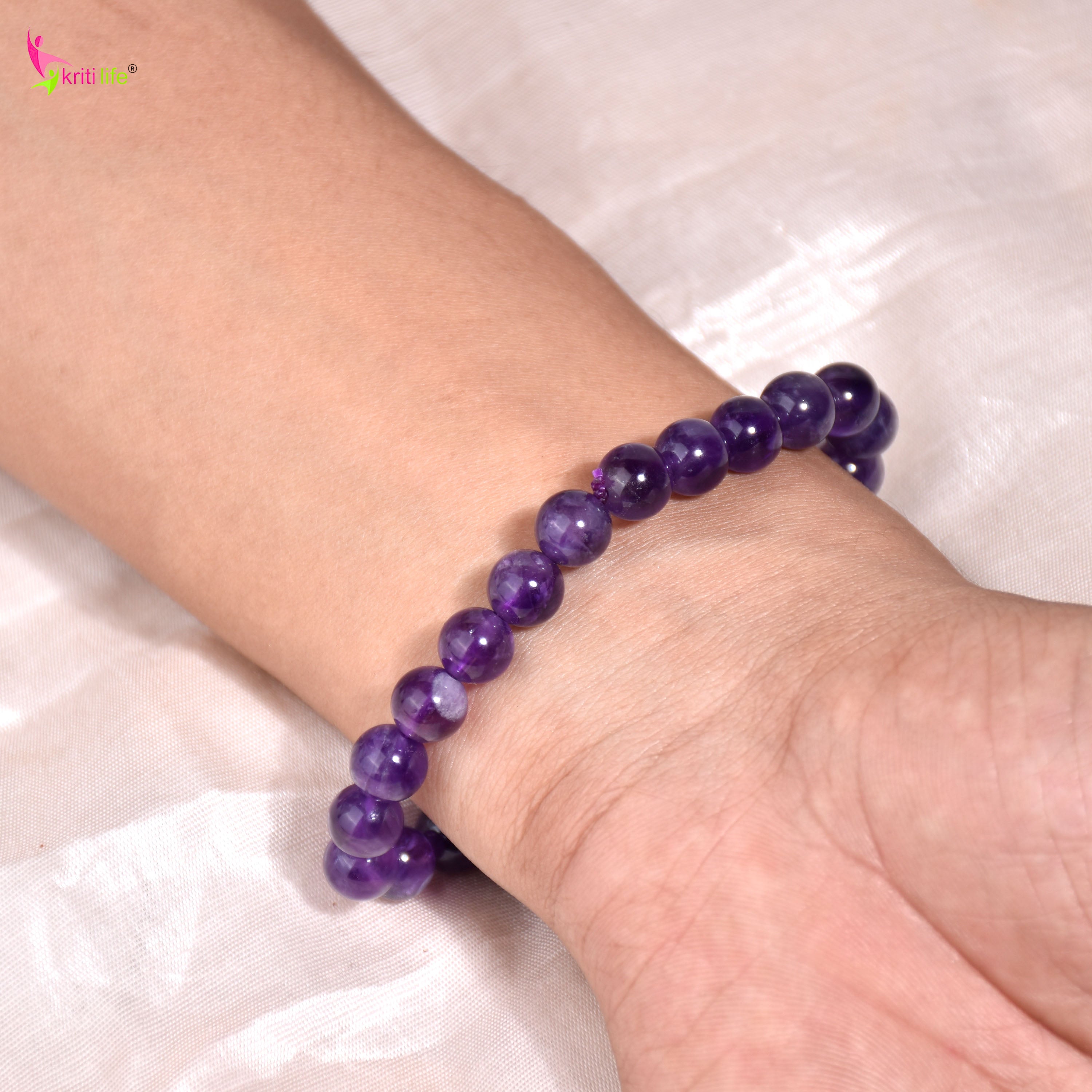 Natural Amethyst Crystal Stone Bracelet 8mm
