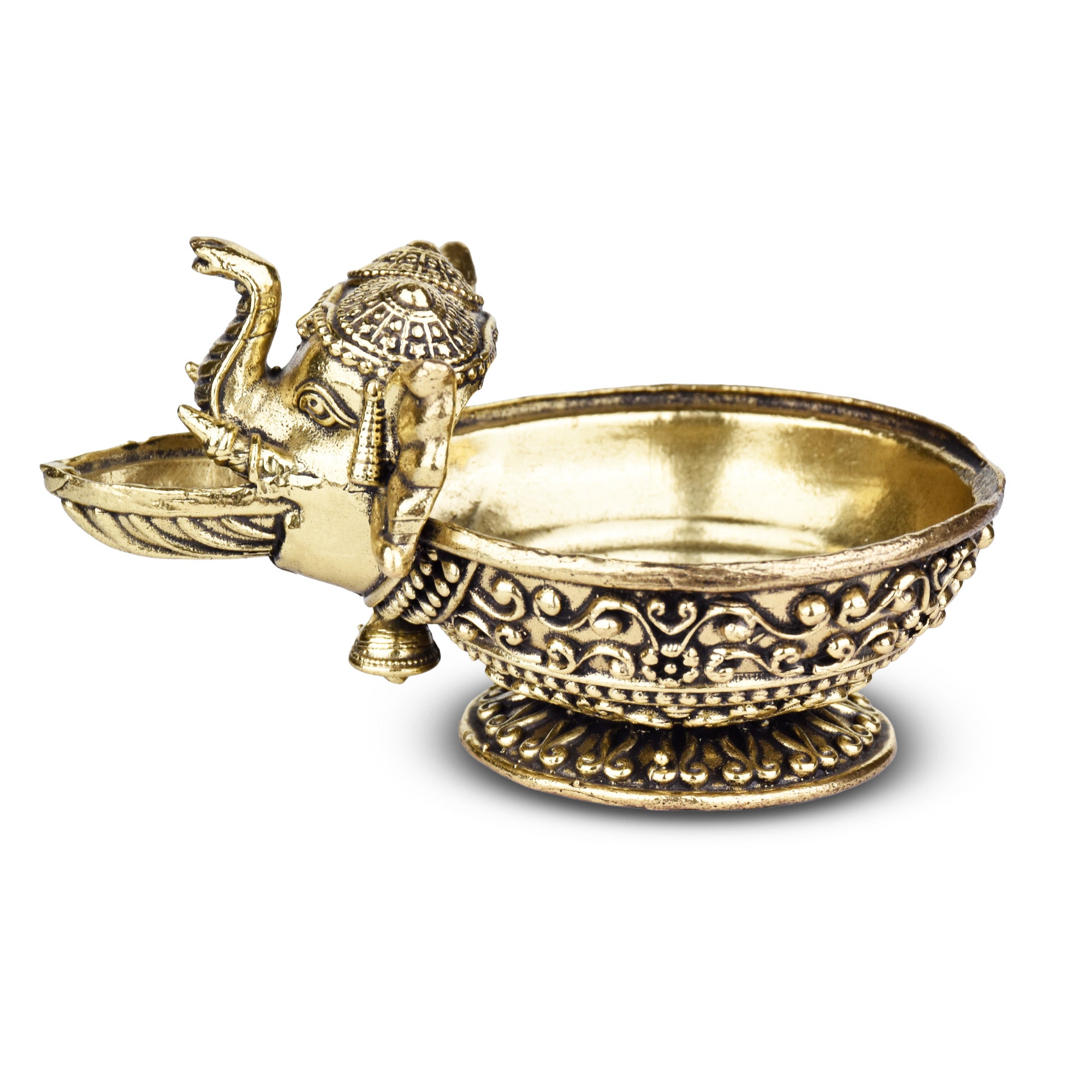 Brass Elephant Face Diya – Traditional Oil Lamp 3 inches for Pooja & Festive Décor