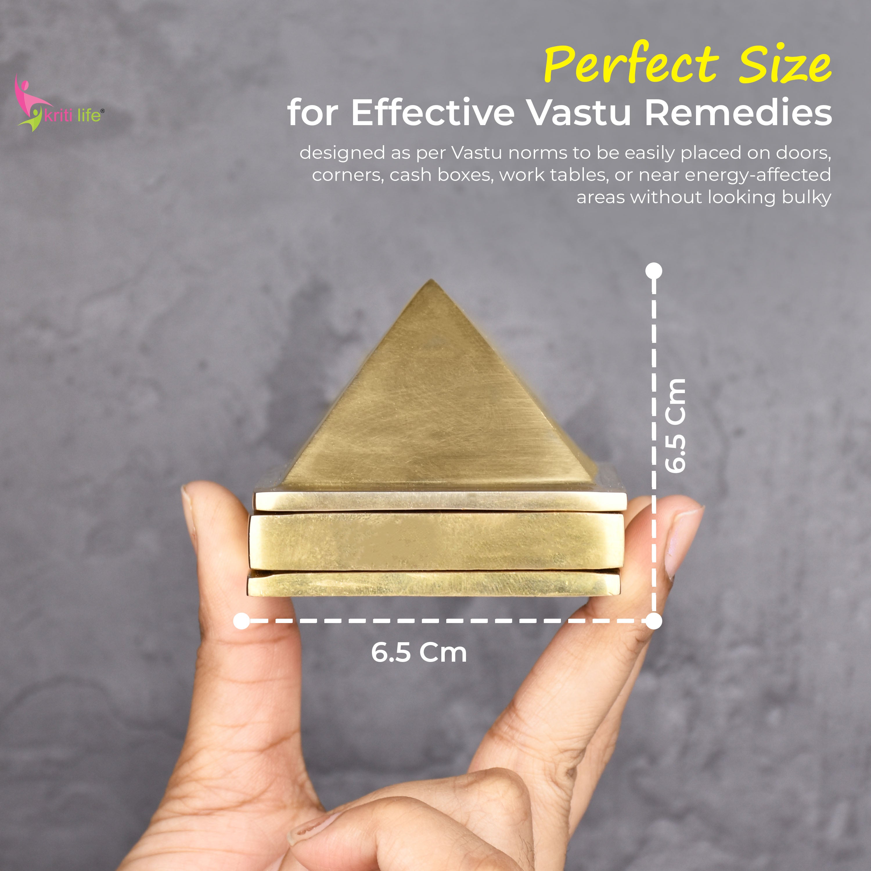 Brass Pyramid – 2.5 inches | Vastu Dosh Nivaran & Energy Balancer for Home & Office