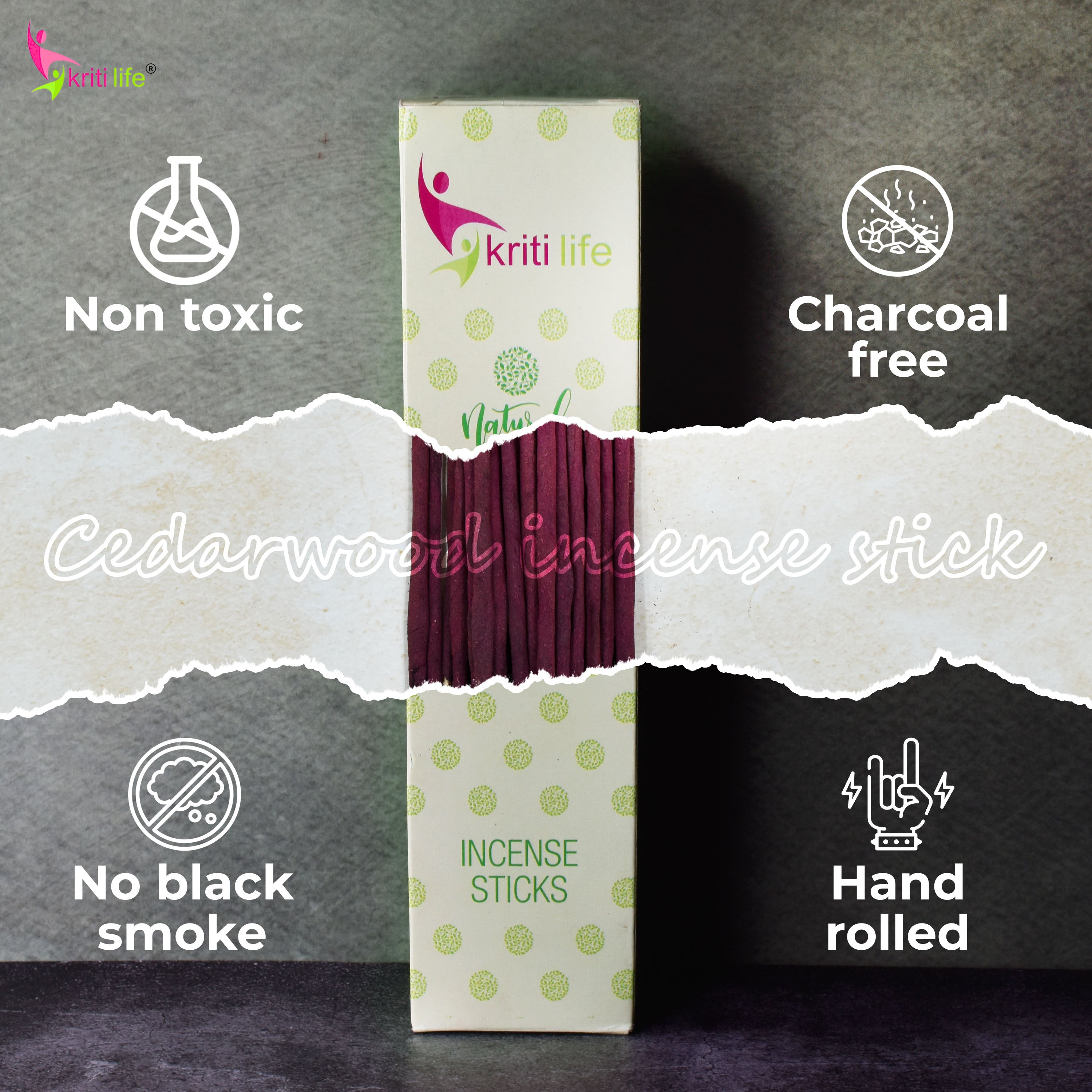 Kriti Life Incense Sticks - Cedarwood 100 Pcs Perfect for Puja &amp; Relaxation