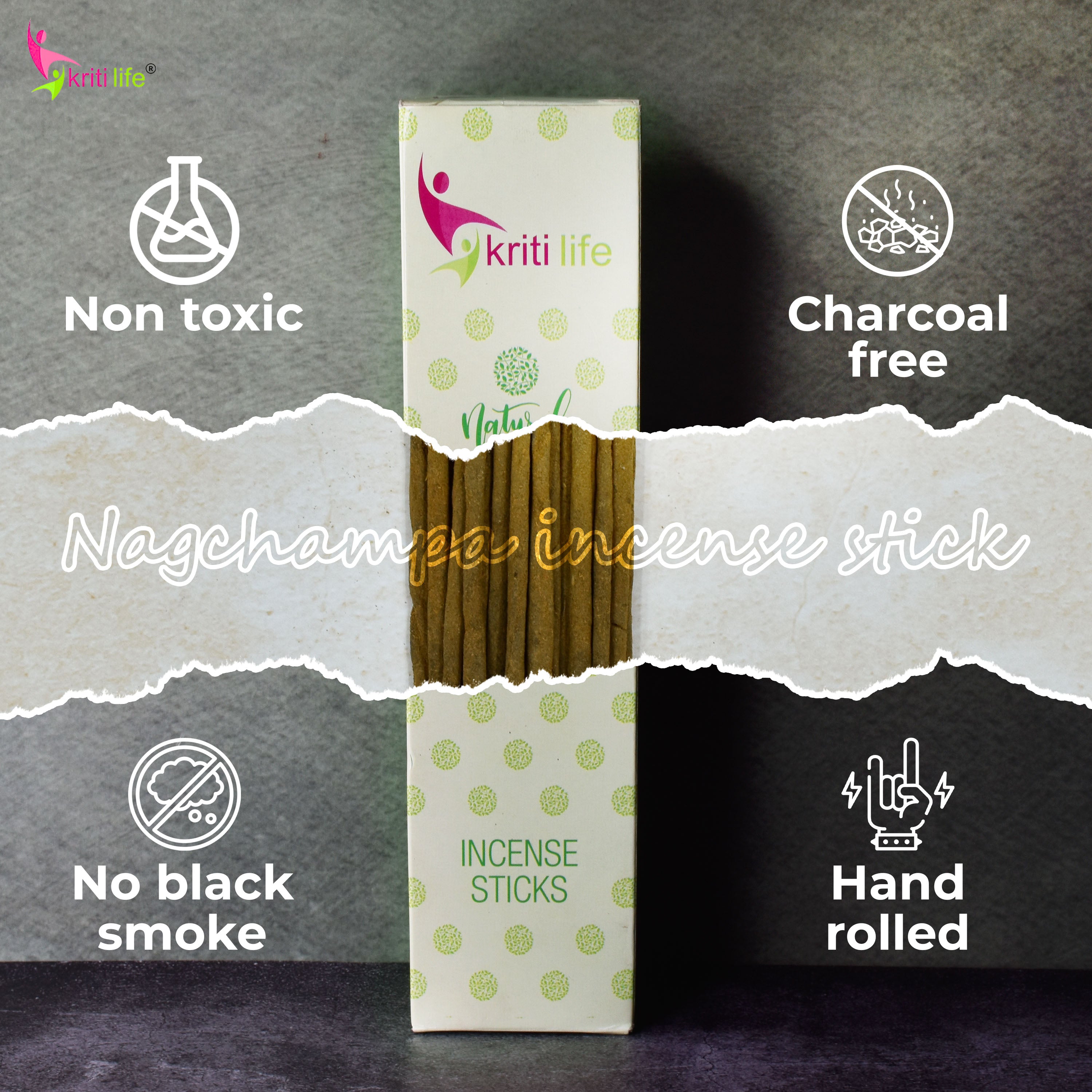 Kriti Life Incense Sticks - Nag Champa 100 Pcs Perfect for Puja &amp; Relaxation