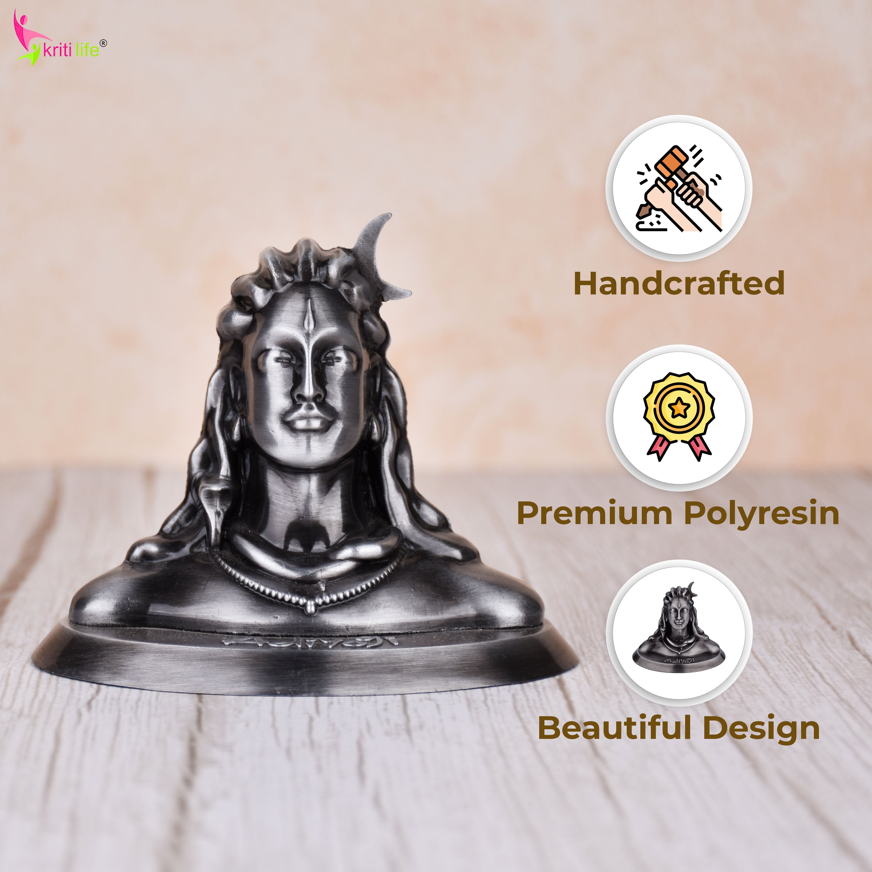 Adiyogi Shiva Idol – 4.5 inches - Silver Polyresin for Home Decor, Meditation & Gifting