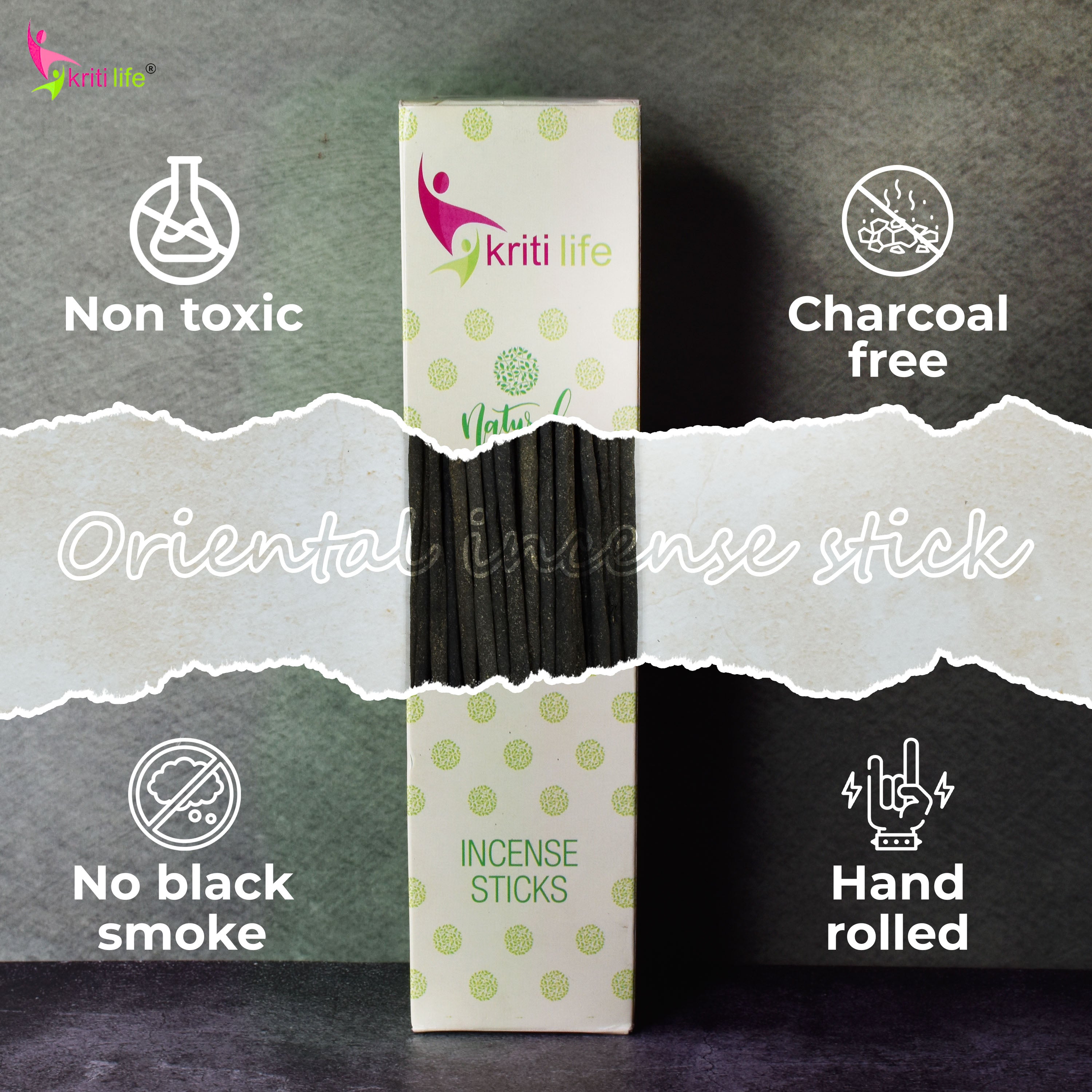 Kriti Life Incense Sticks - Oriental 100 Pcs Perfect for Puja &amp; Relaxation