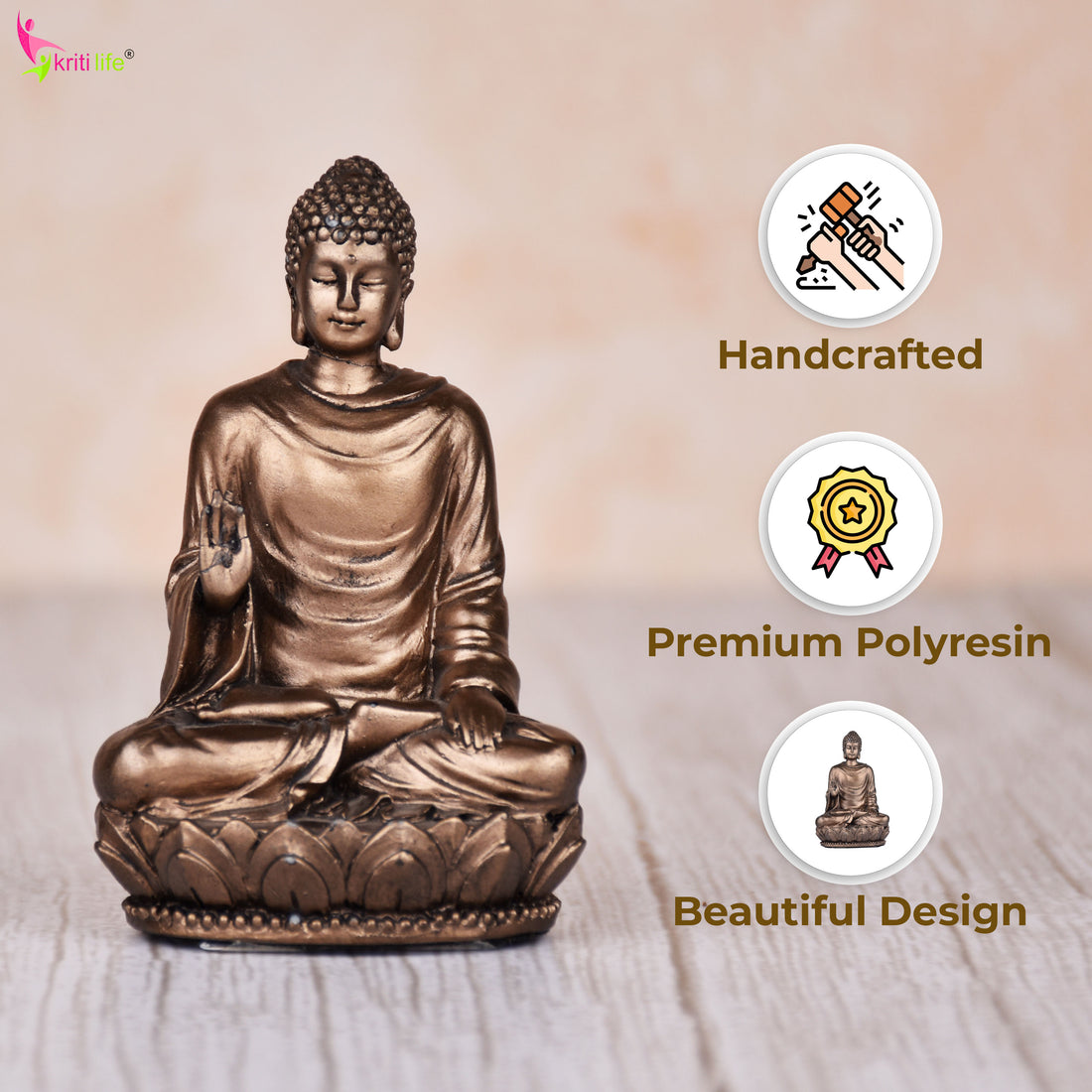 Meditating Buddha Idol in Blessing Pose | 3 inches | – Polyresin Decorative Statue