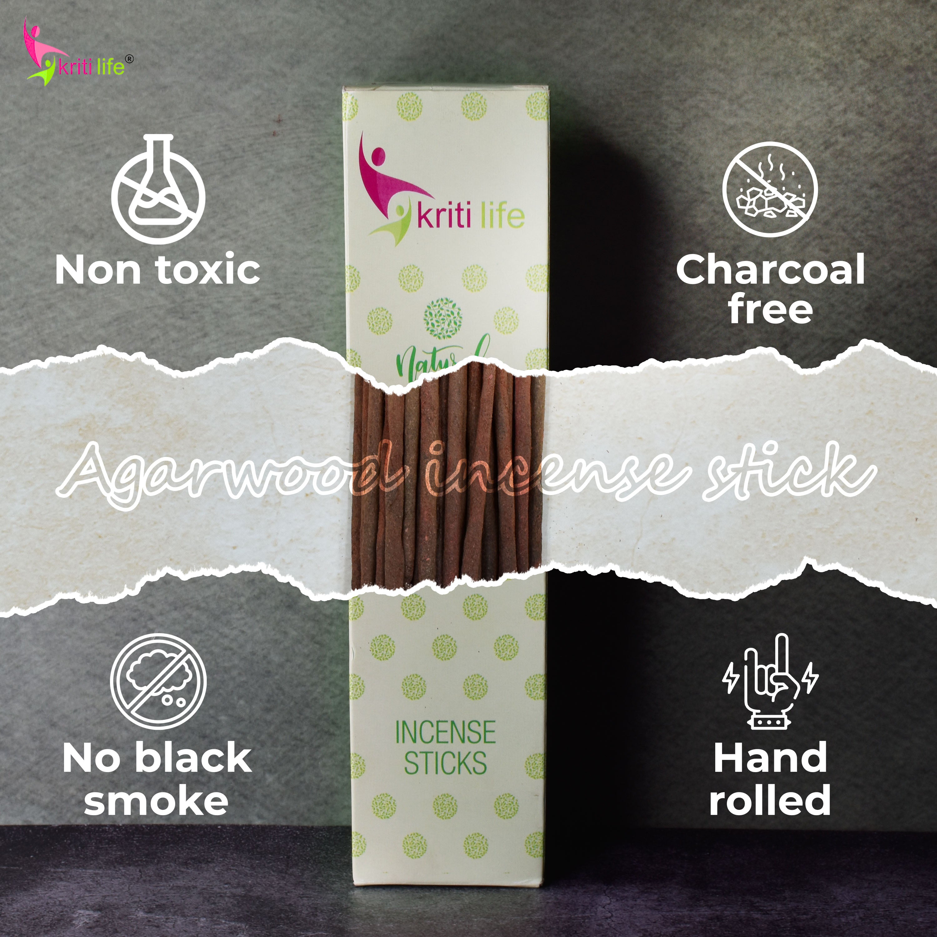 Kriti Life Incense Sticks- Agarwood 100 Pcs Perfect for Puja &amp; Relaxation