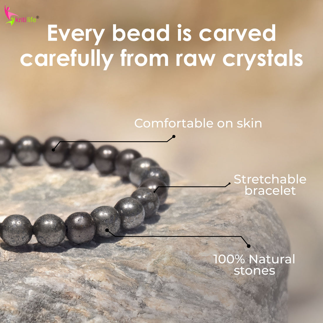 Natural Pyrite Stone Bracelet – Attract Wealth, Confidence & Good Luck-8mm