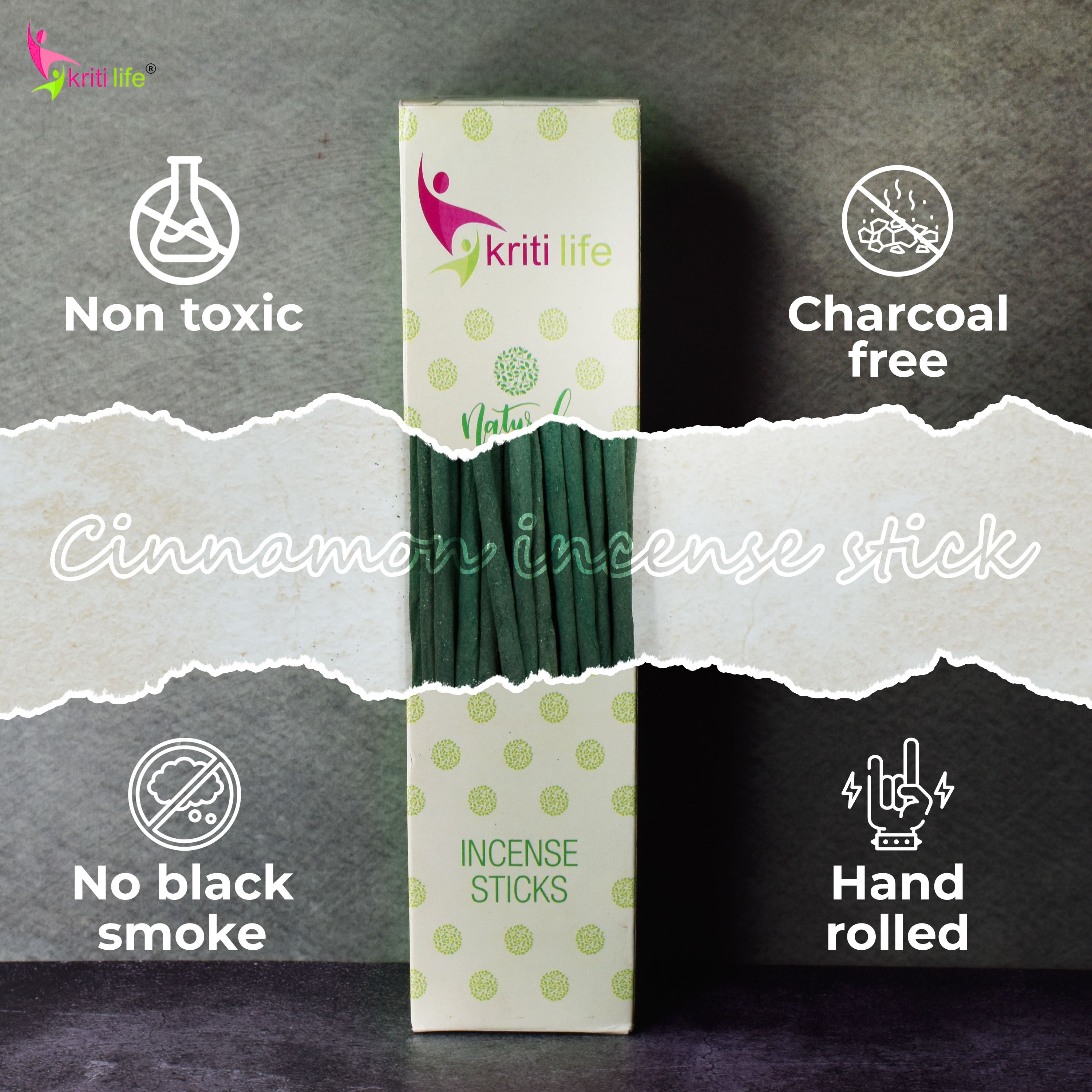 Kriti Life Incense Sticks- Cinnamon 100 Pcs Perfect for Puja &amp; Relaxation