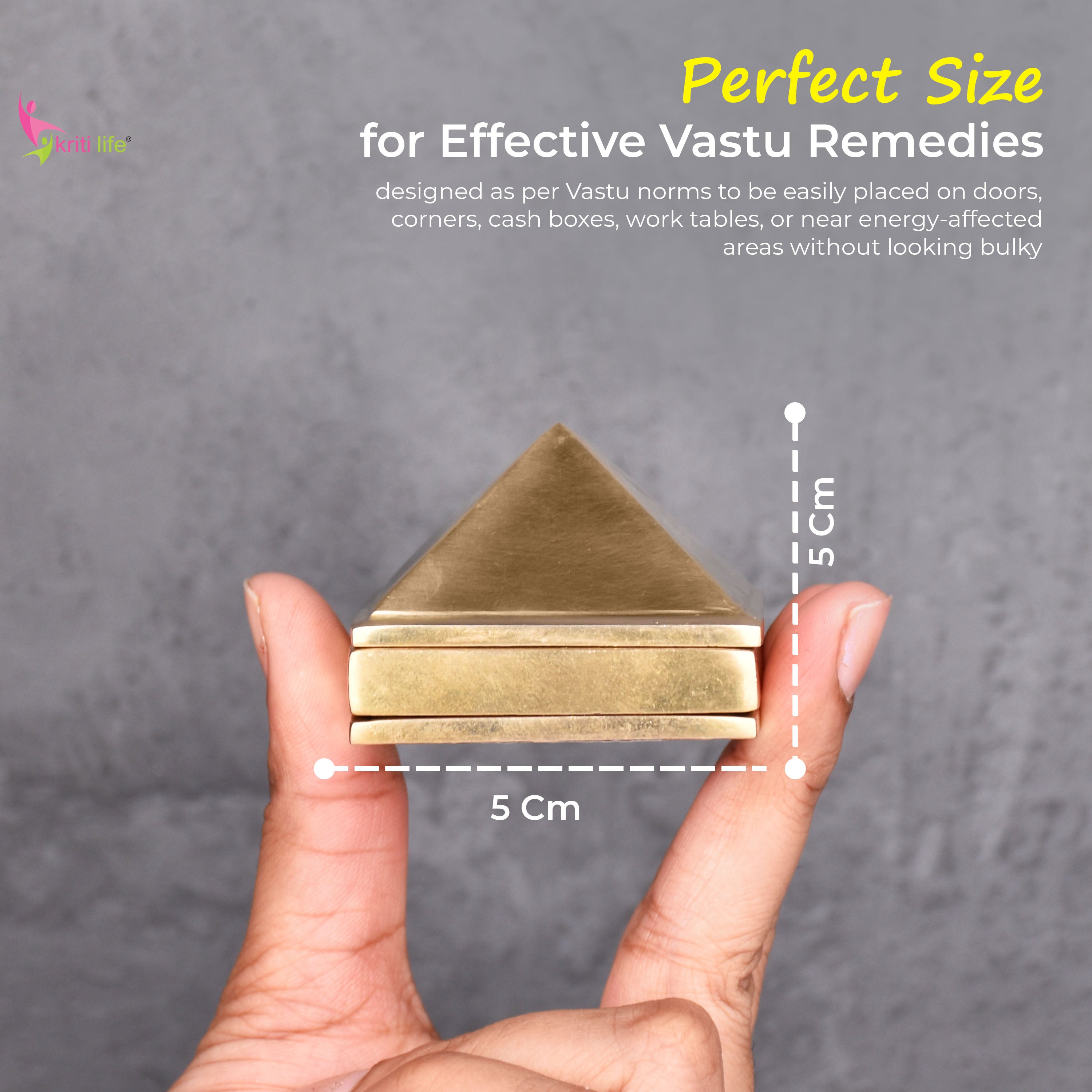 Brass Pyramid – Vastu & Energy Balancing Tool for Home or Office- 2 inches