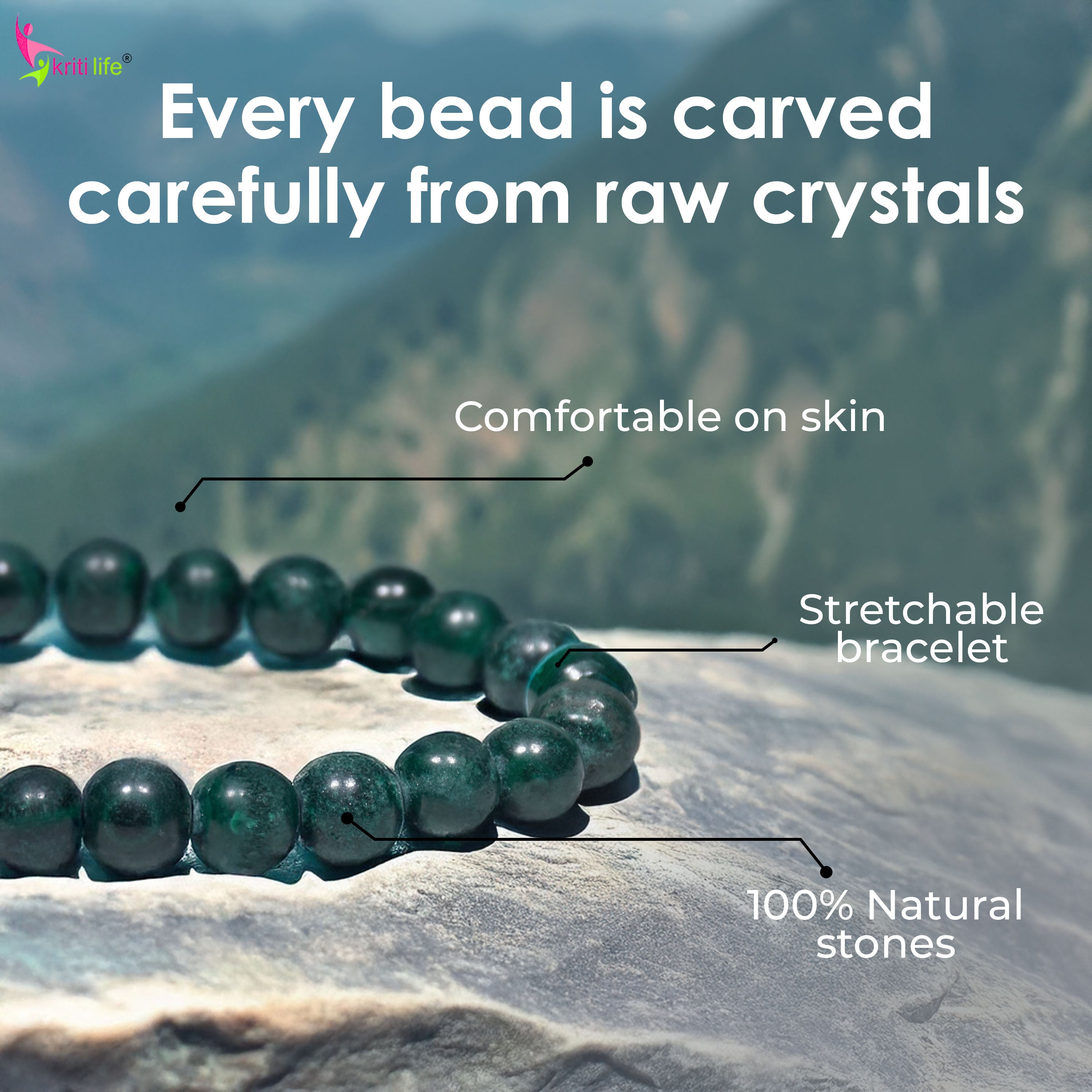 Natural Malachite Crystal Healing Bracelet – Boost Confidence & Balance-8mm