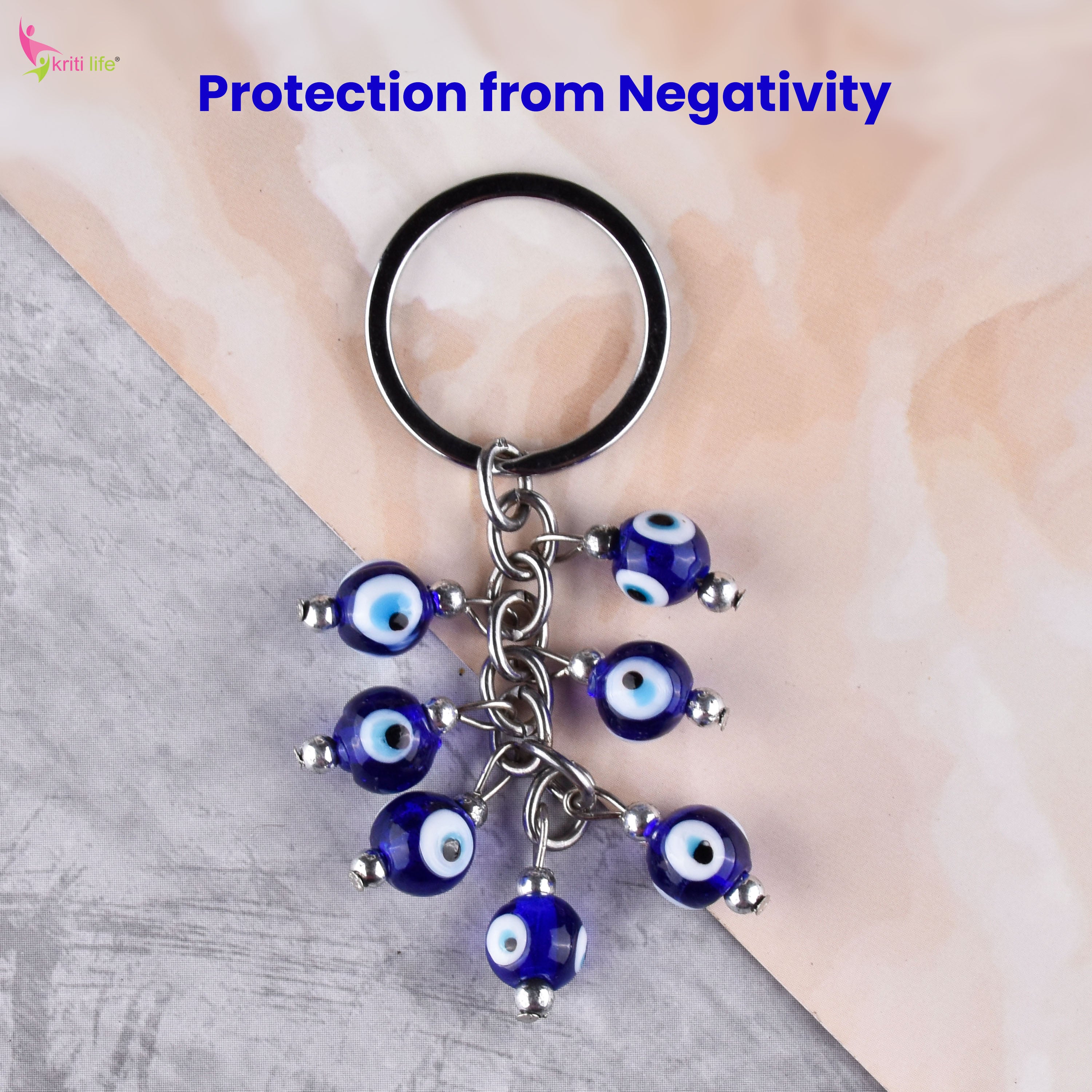 Beaded Evil Eye Keychain | Cluster of Protection Beads for Positivity & Energy Shield-9 cm Hight