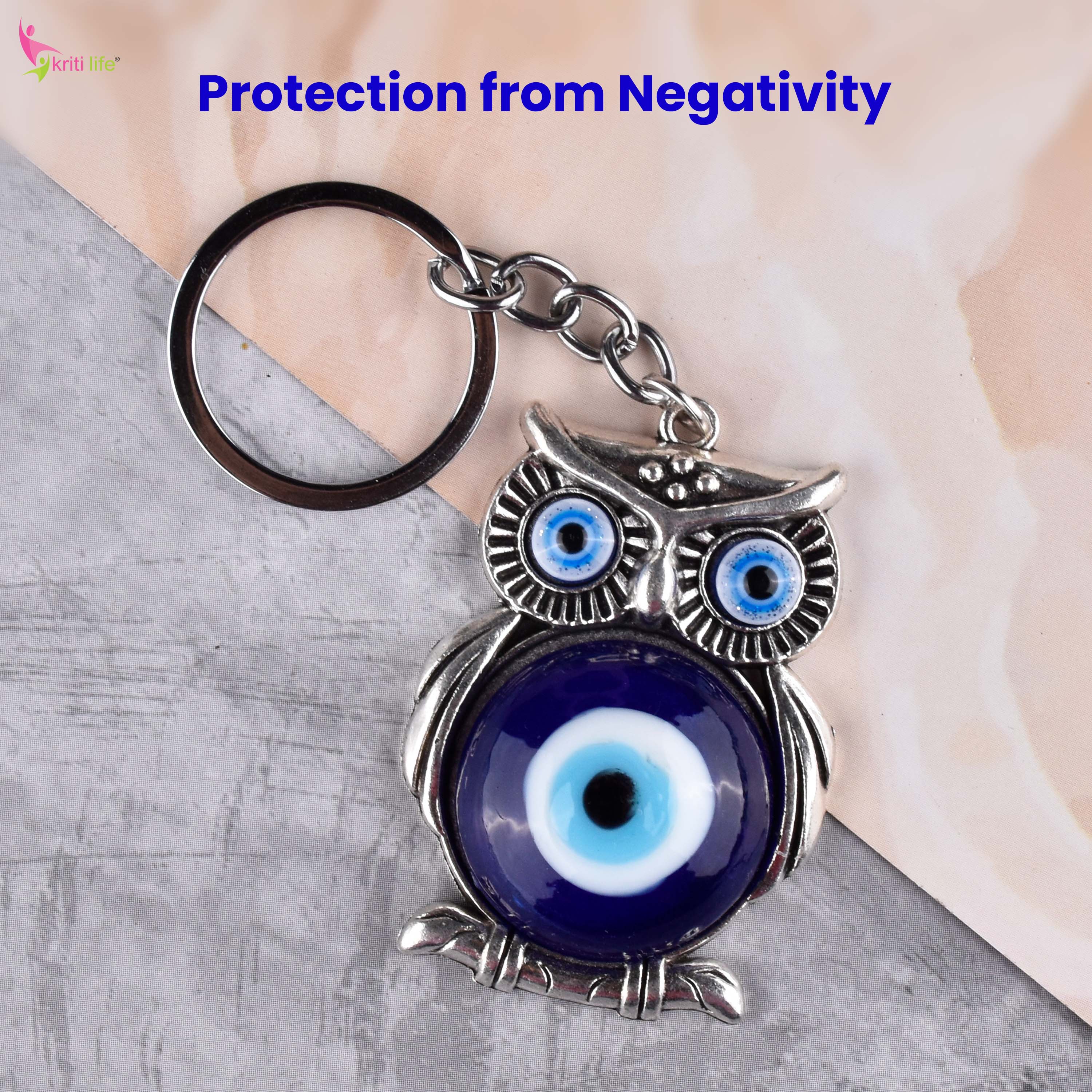 Owl Evil Eye Keychain | Wise Protection Charm with Nazar Bead for Positivity & Awareness-11 cm Hight (5061863)