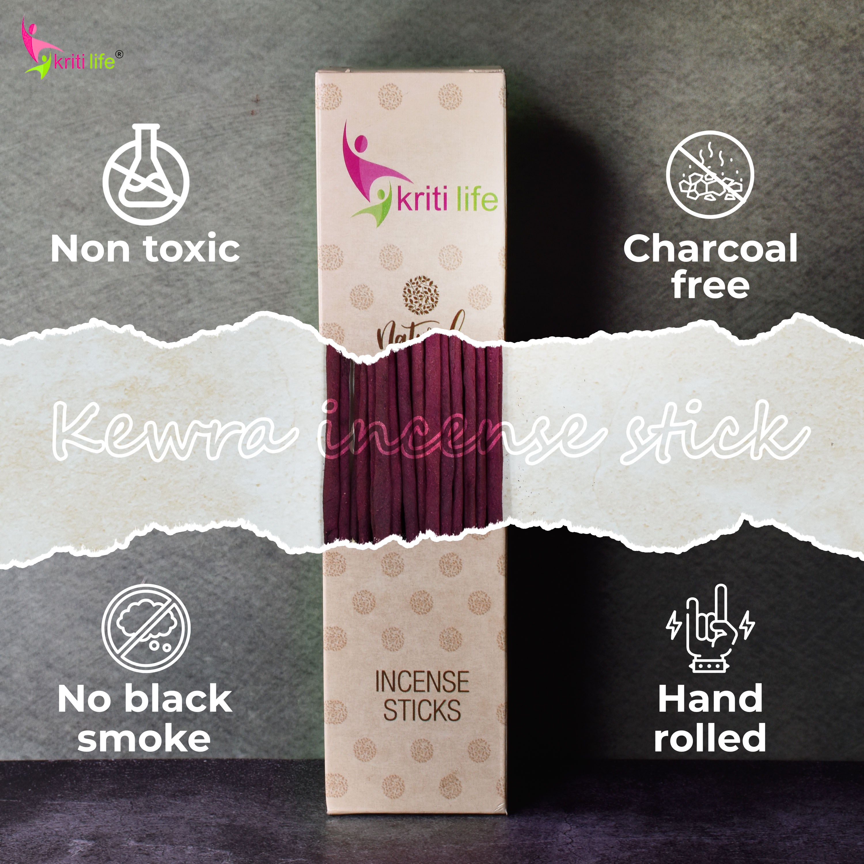 Kriti Life Incense Sticks - Kewra 100 Pcs Perfect for Puja &amp; Relaxation