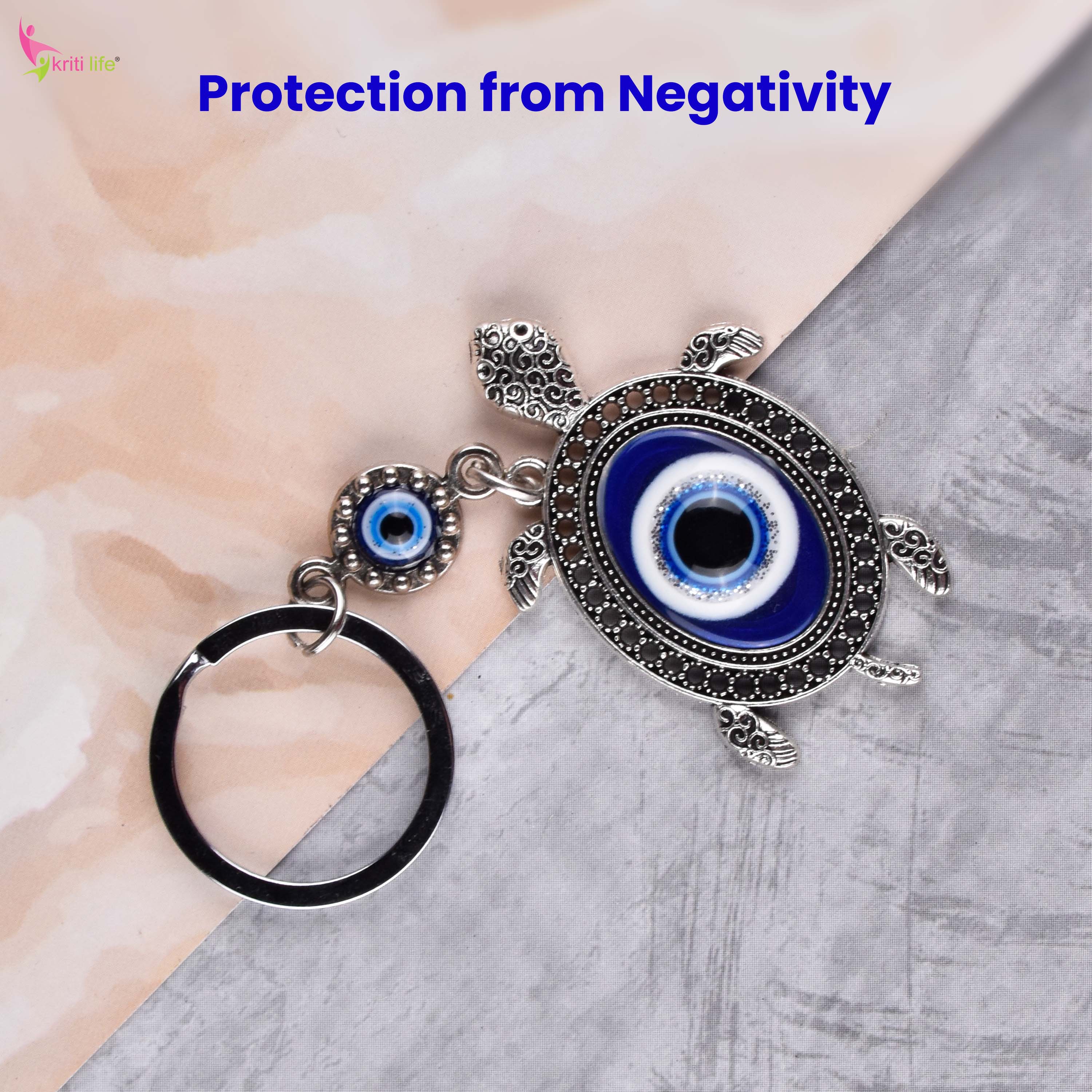 Turtle Evil Eye Keychain | Nazar Suraksha with Turtle Symbol for Calm & Protection-7 cm Hight
