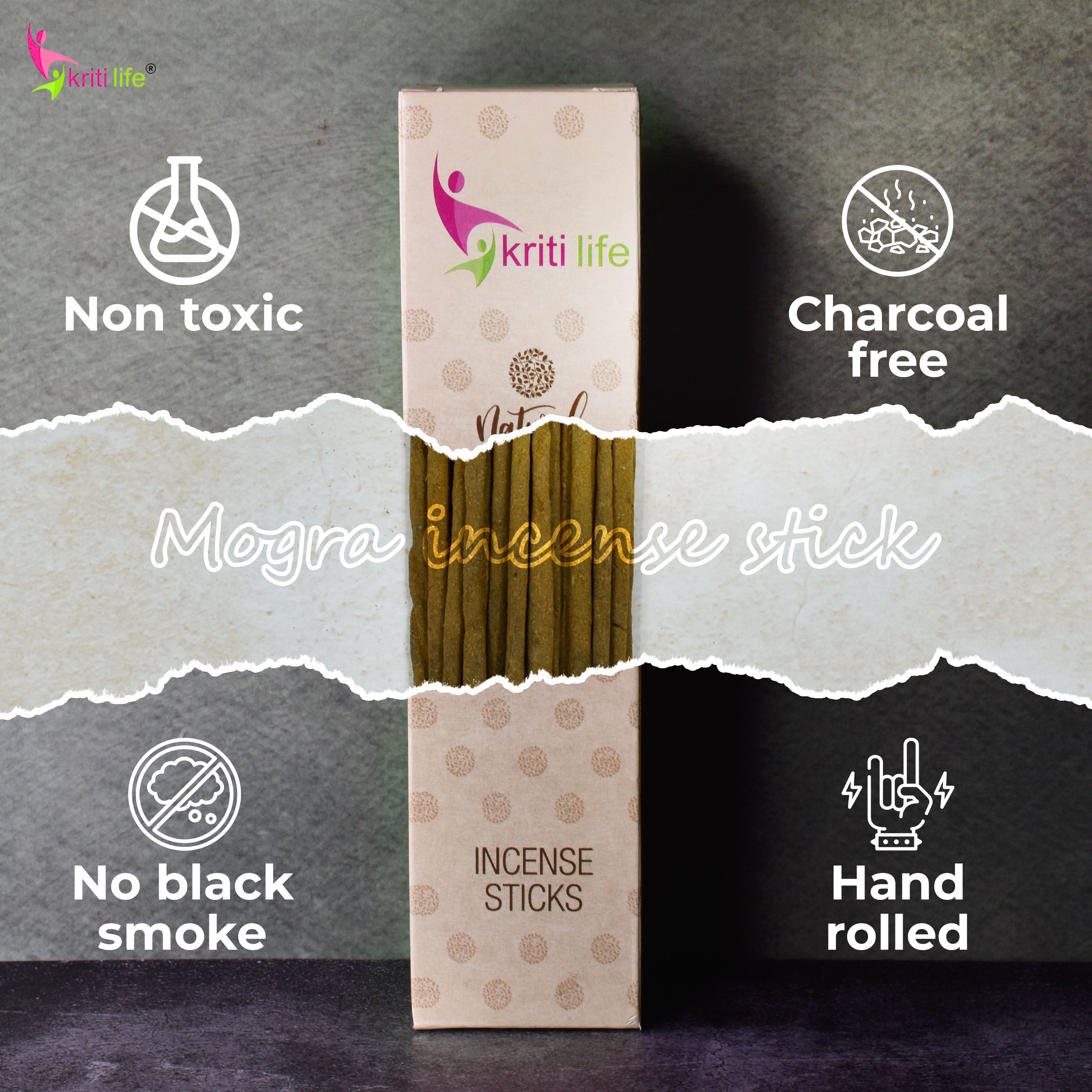 Kriti Life Incense Sticks - Mogra 100 Pcs Perfect for Puja &amp; Relaxation