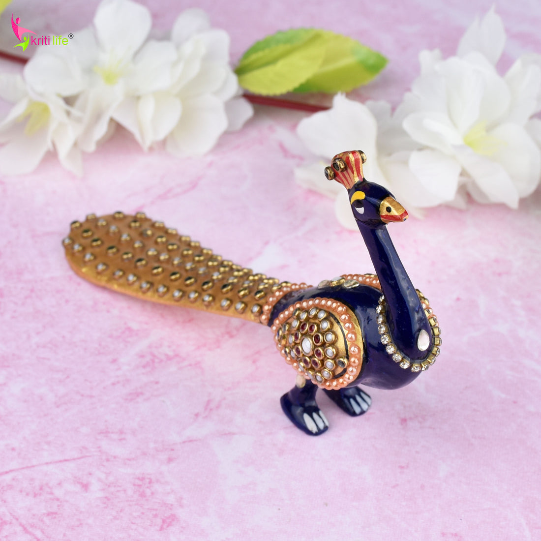 Handcrafted Aluminium Peacock Showpiece | Ethnic Decor Accent | 6 inches