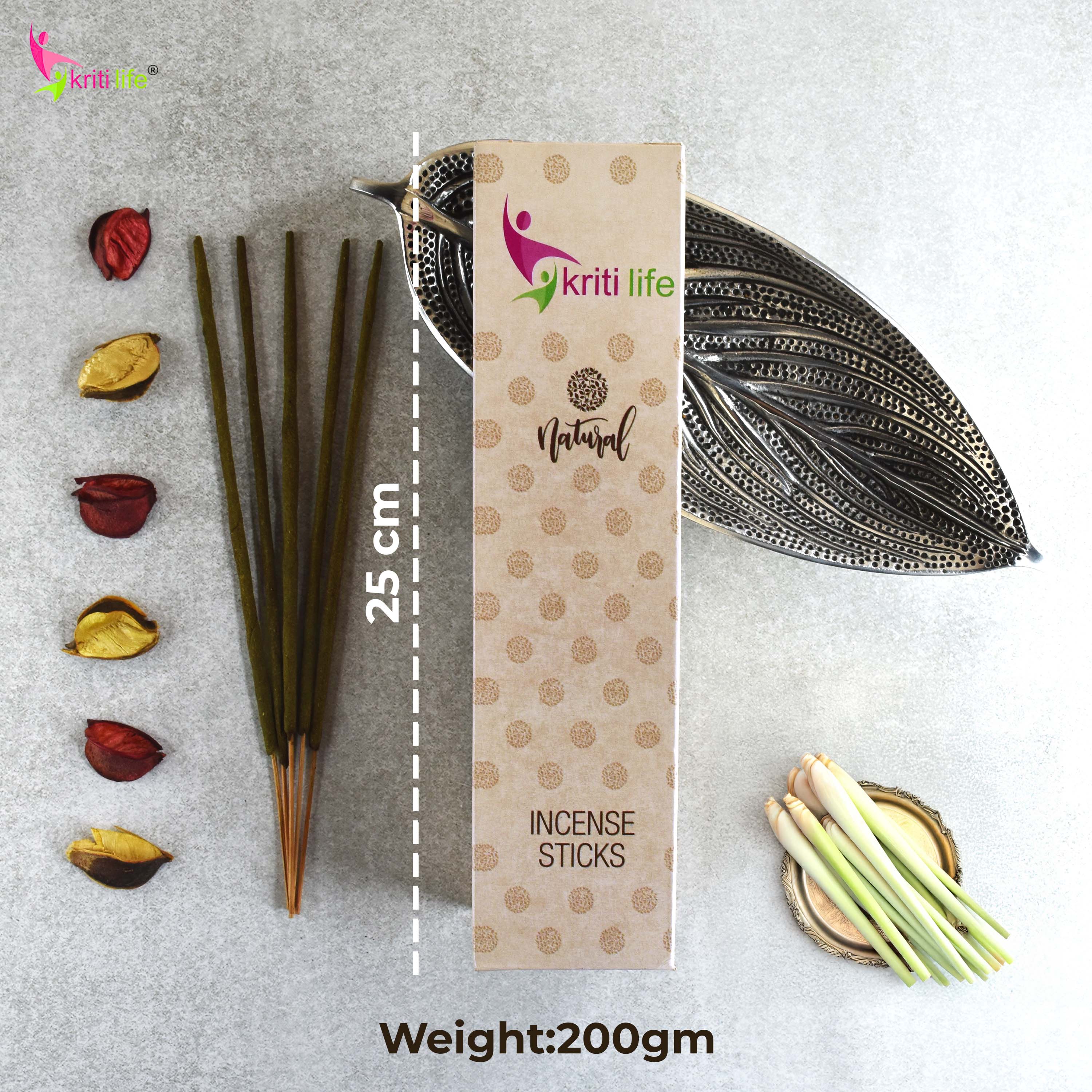 Kriti Life Incense Sticks - Lemon Grass 100 Pcs Perfect for Puja &amp; Relaxation