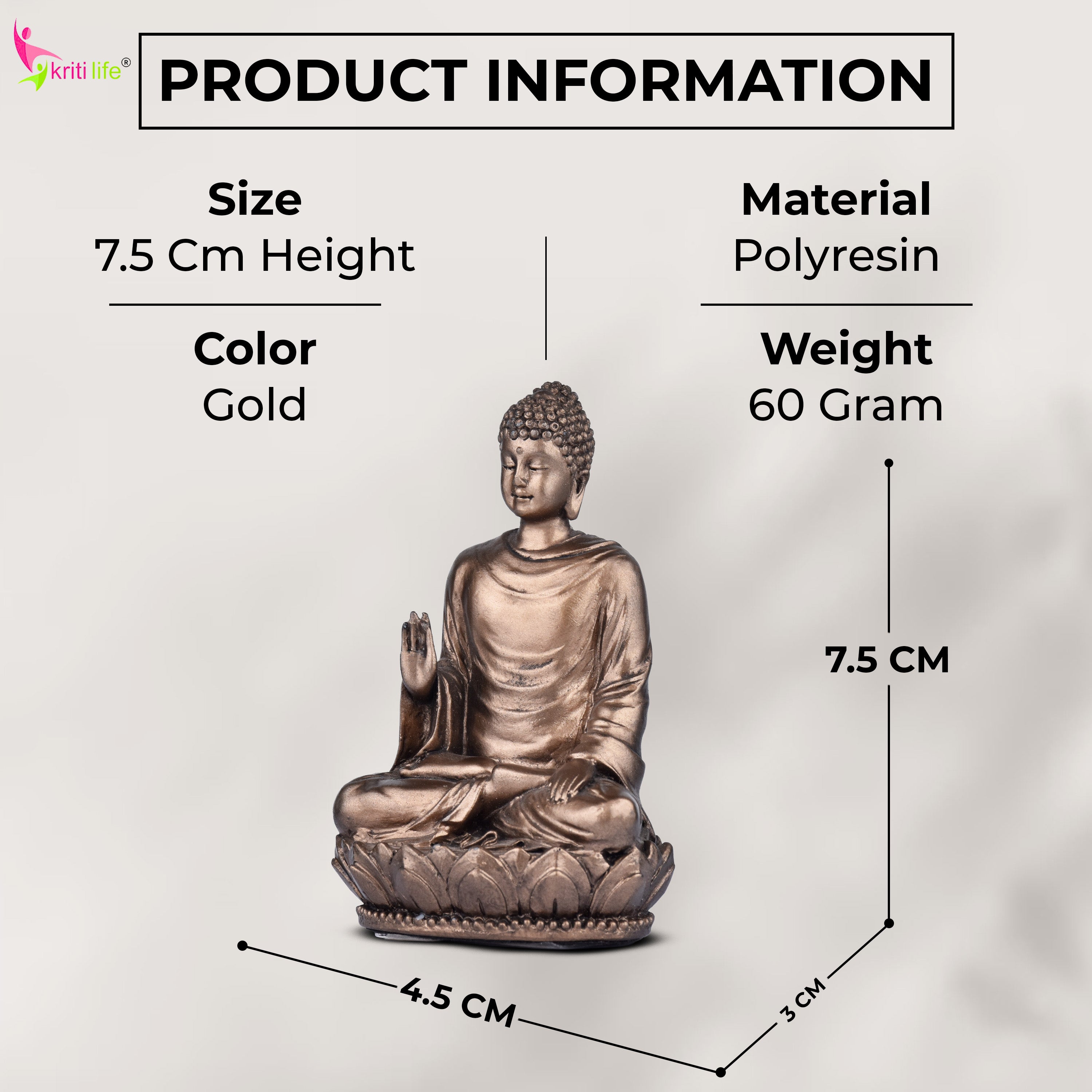 Meditating Buddha Idol in Blessing Pose | 3 inches | – Polyresin Decorative Statue
