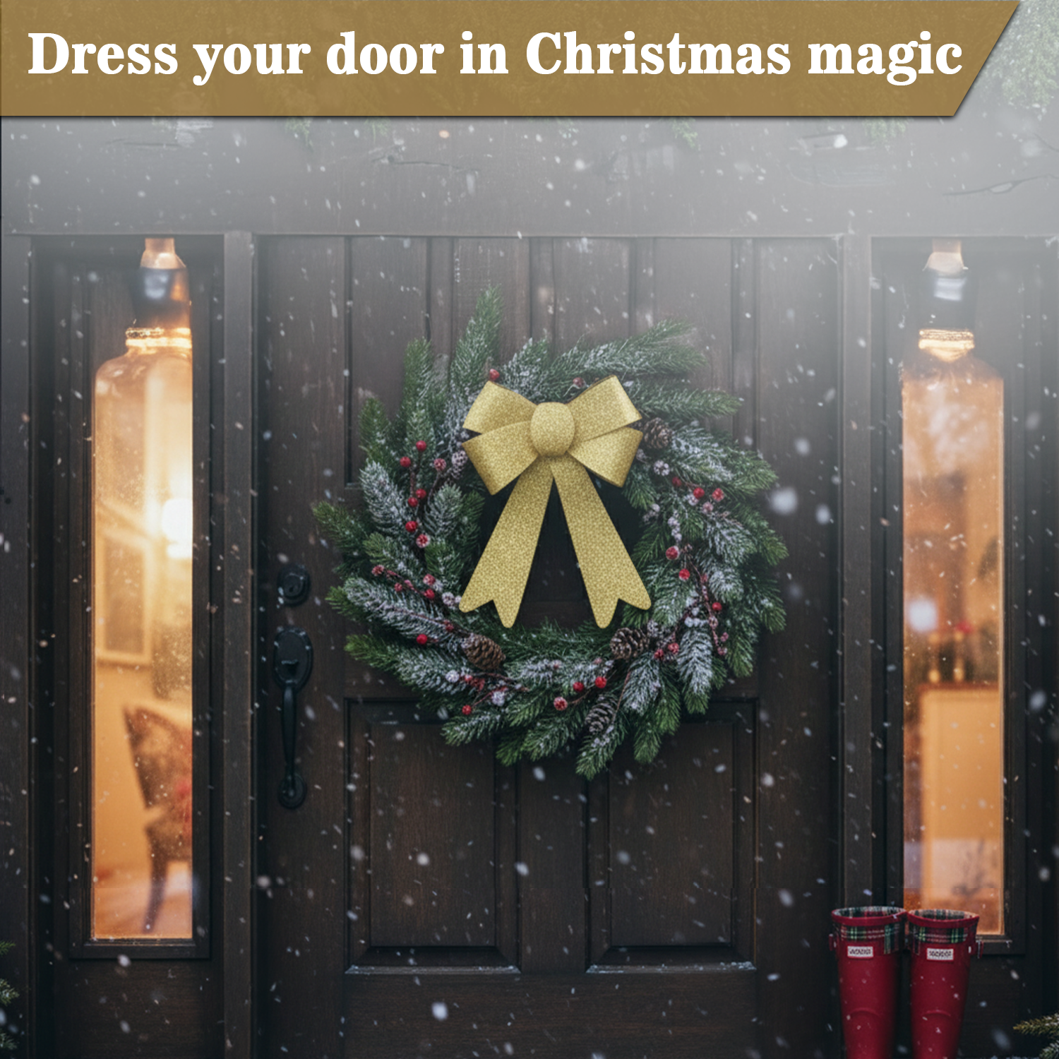 Golden Glitter Christmas Bow 17 Cm