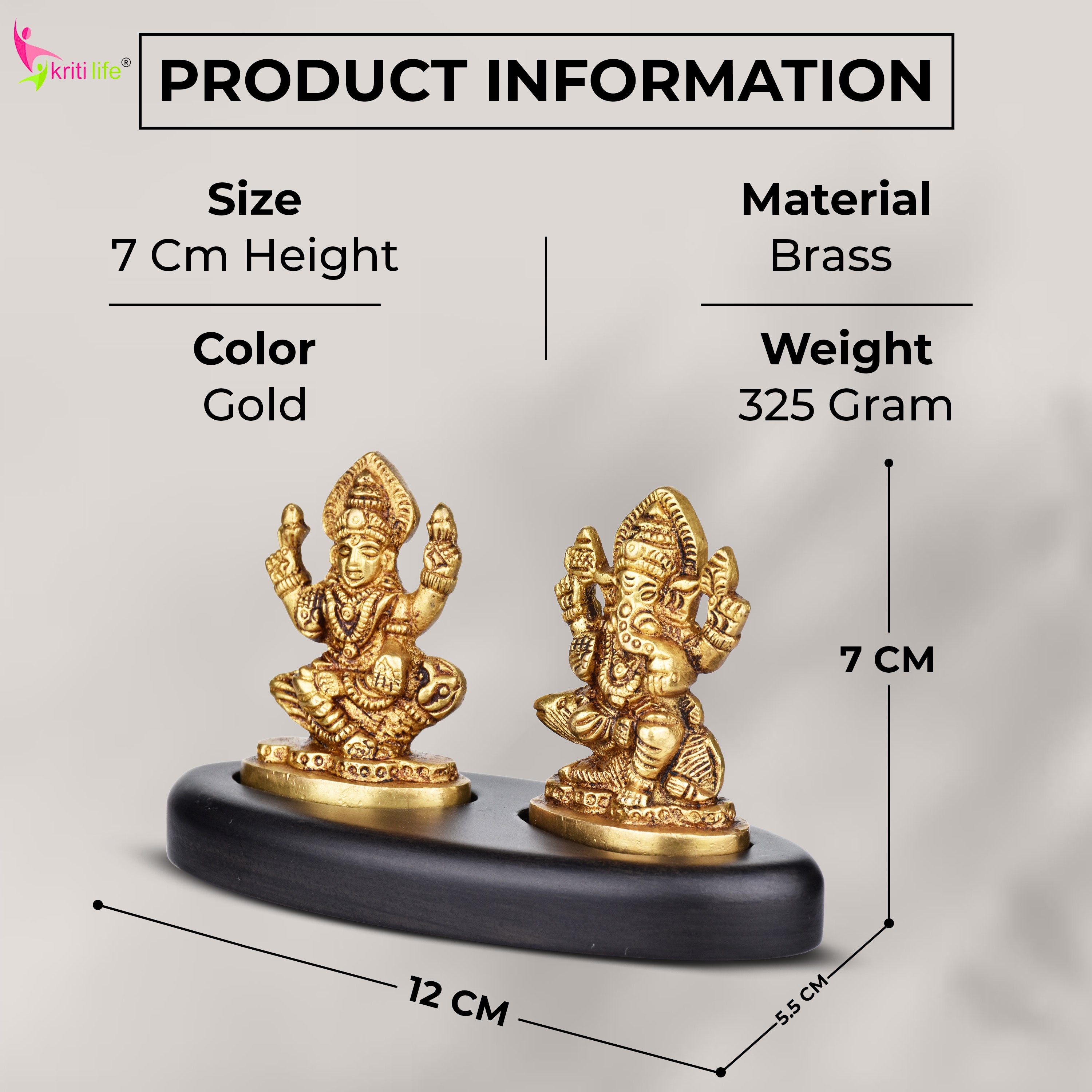 Mini Brass Lakshmi Ganesh Idol Set on Wooden Base | 3 inches | – Antique Finish for Diwali, Pooja & Gifting