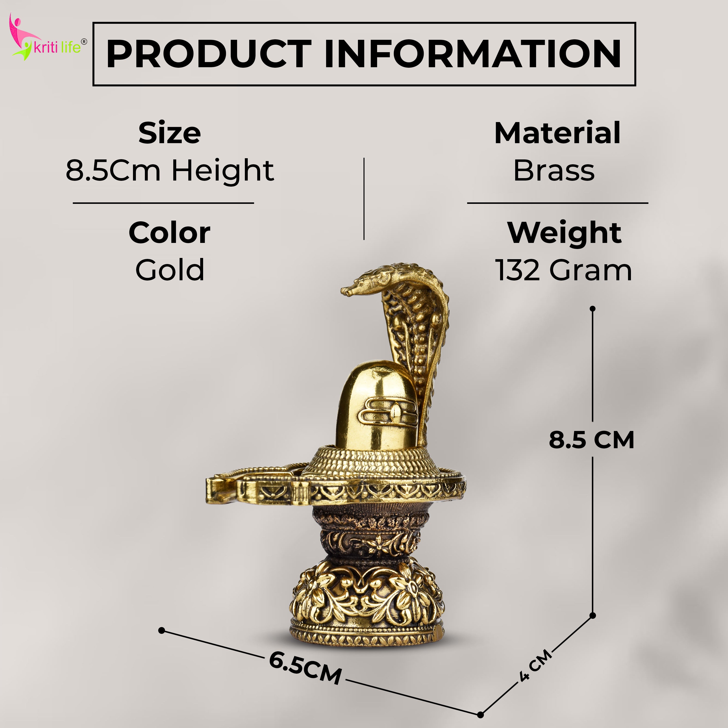 Brass Shivling Idol with Nagraj Vasuki | 3 inches | – Sacred Decor for Meditation & Devotion