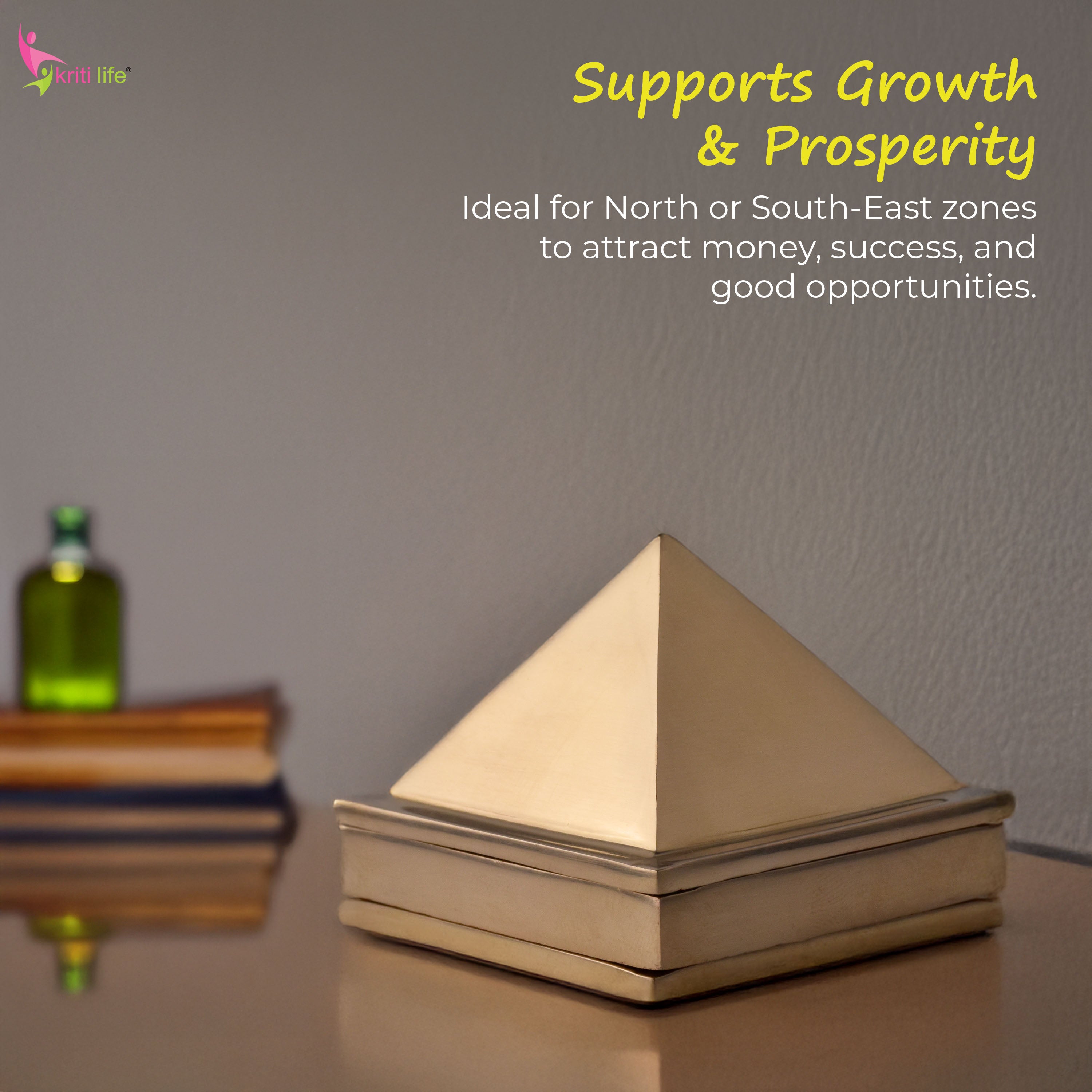 Brass Pyramid – 2.5 inches | Vastu Dosh Nivaran & Energy Balancer for Home & Office