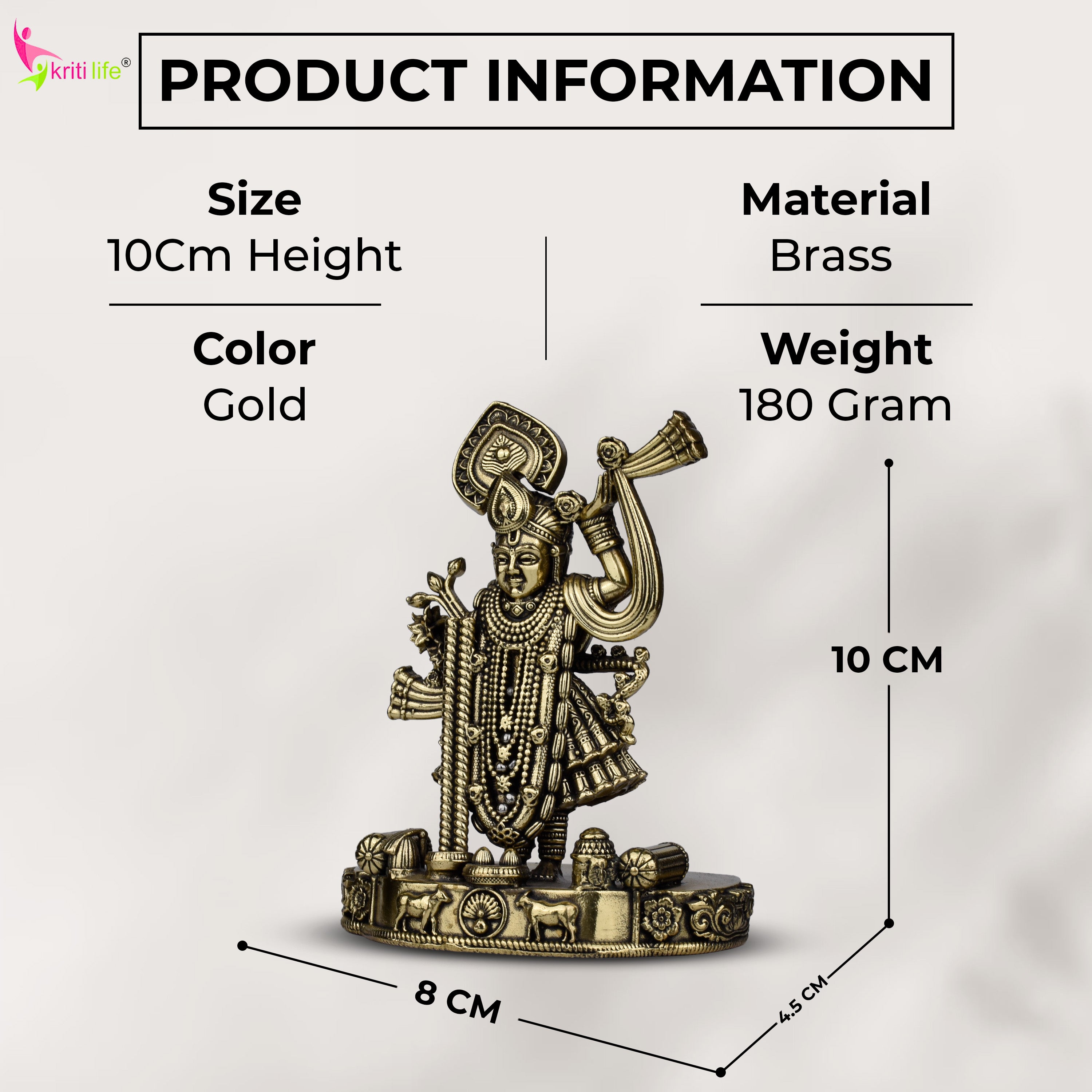 Brass Lord Shree Nath Ji Idol – | 4 inches | Handcrafted Spiritual Statue for Home Temple & Pooja Décor