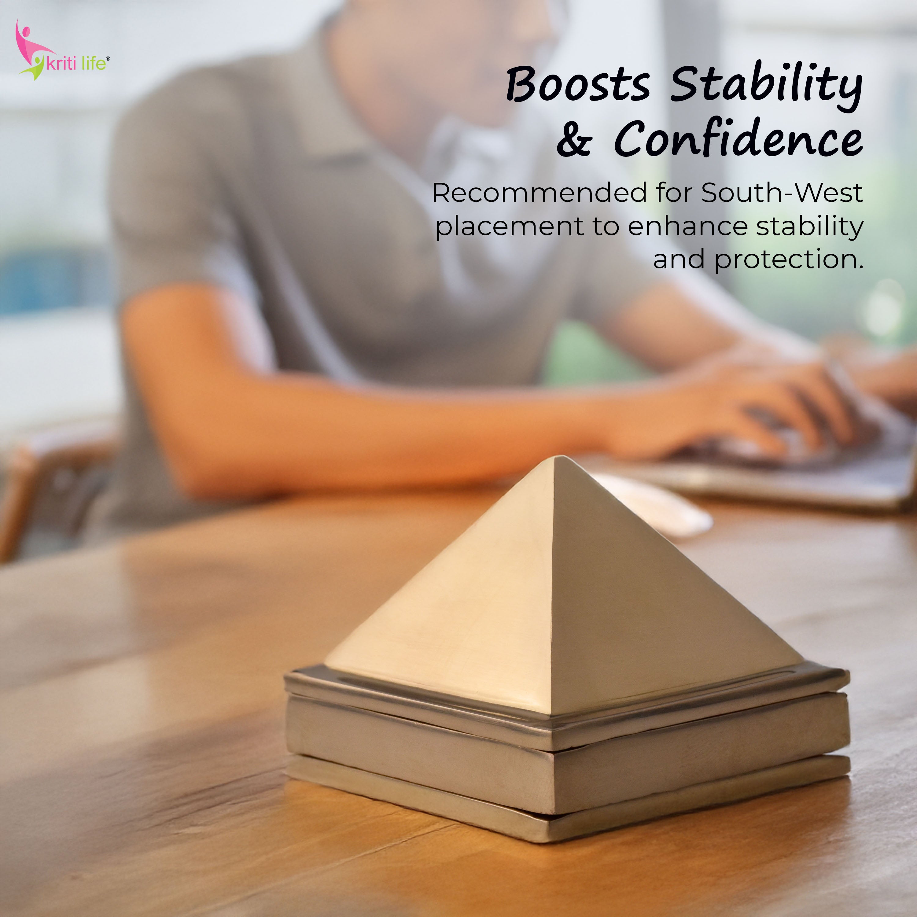 Brass Pyramid – 2.5 inches | Vastu Dosh Nivaran & Energy Balancer for Home & Office