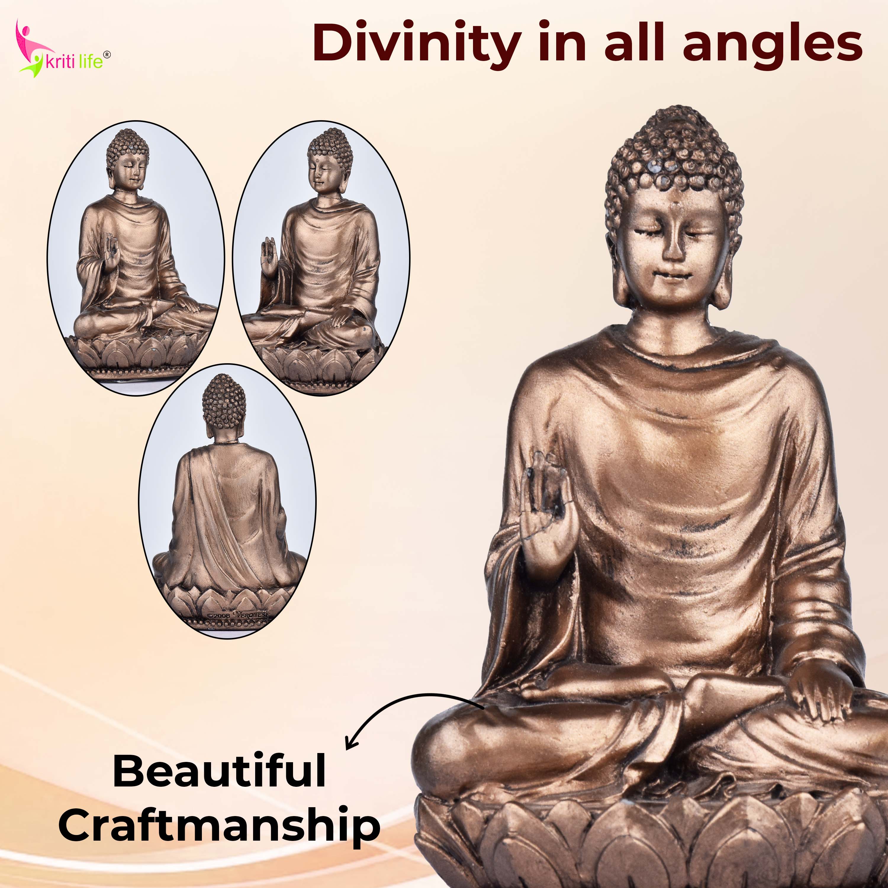 Meditating Buddha Idol in Blessing Pose | 3 inches | – Polyresin Decorative Statue